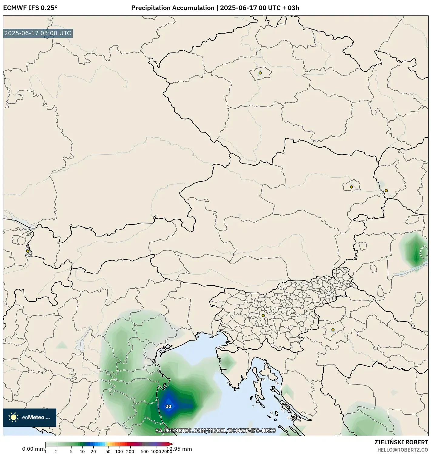 ECMWF IFS 0.25° model - Austria, Pengumpulan Hujan ECMWF IFS 0.25° model - Austria, Pengumpulan Hujan