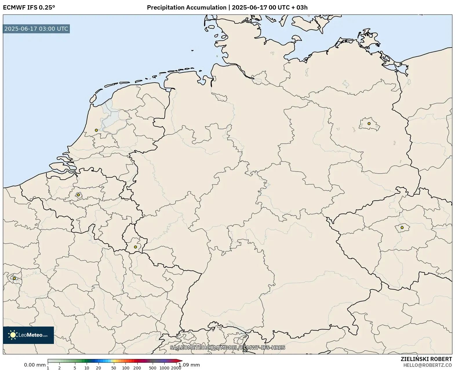 ECMWF IFS 0.25° model - Jerman, Pengumpulan Hujan ECMWF IFS 0.25° model - Jerman, Pengumpulan Hujan