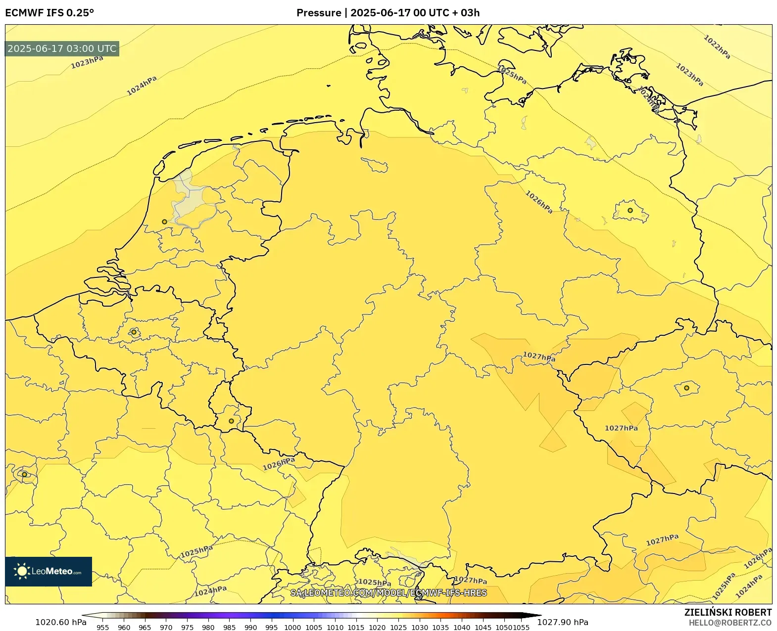 ECMWF IFS 0.25° model - Jerman, Tekanan