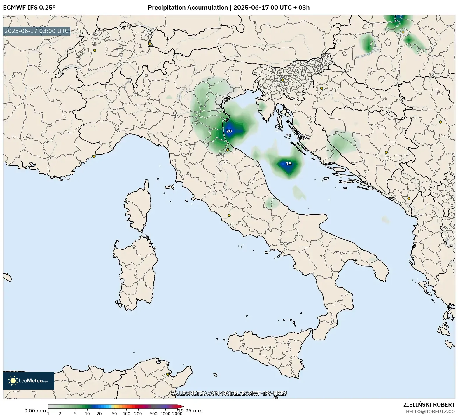 ECMWF IFS 0.25° model - Itali, Pengumpulan Hujan ECMWF IFS 0.25° model - Itali, Pengumpulan Hujan