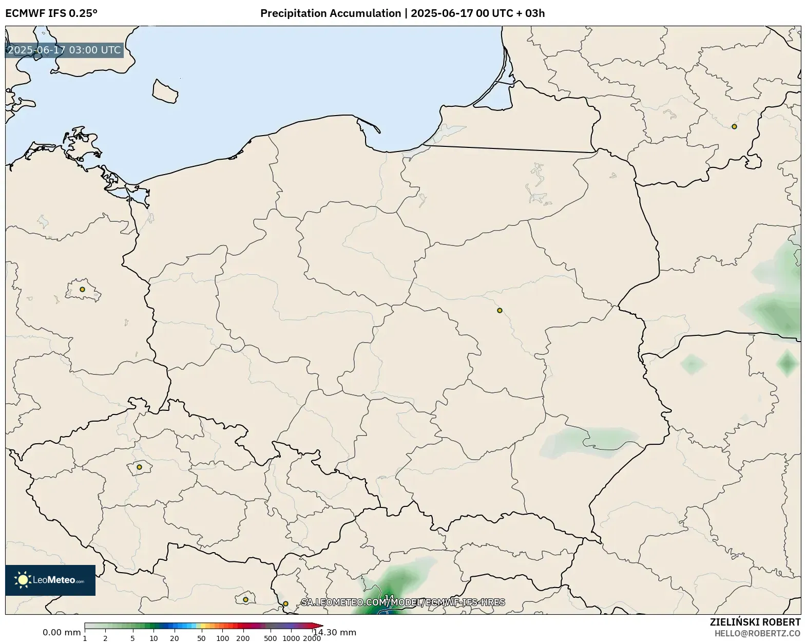ECMWF IFS 0.25° model - Poland, Pengumpulan Hujan ECMWF IFS 0.25° model - Poland, Pengumpulan Hujan
