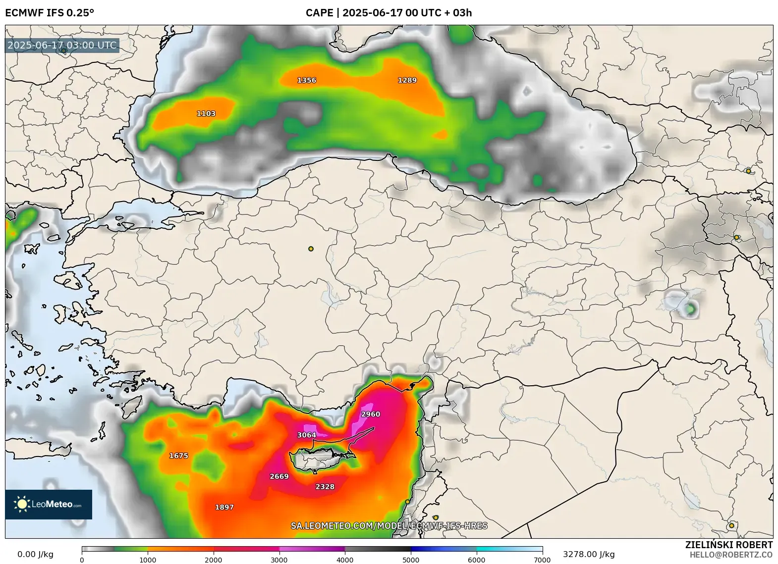 ECMWF IFS 0.25° model - Turki, CAPE ECMWF IFS 0.25° model - Turki, CAPE