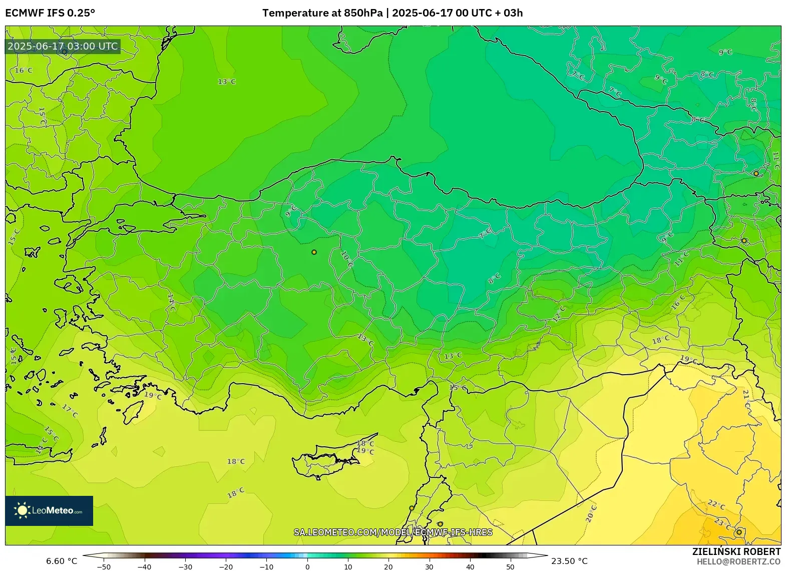 ECMWF IFS 0.25° model - Turki, Suhu 850 hPa ECMWF IFS 0.25° model - Turki, Suhu 850 hPa