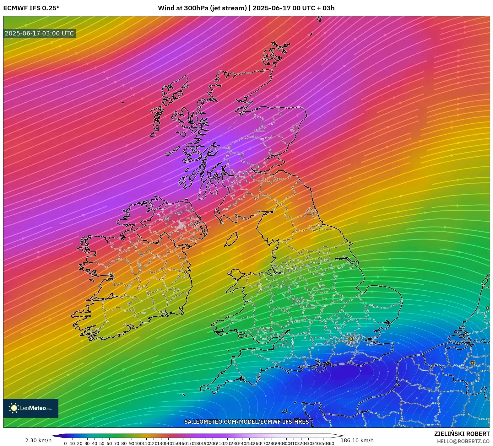 ECMWF IFS 0.25° model - United Kingdom, Angin 300 hPa (aliran jet) ECMWF IFS 0.25° model - United Kingdom, Angin 300 hPa (aliran jet)