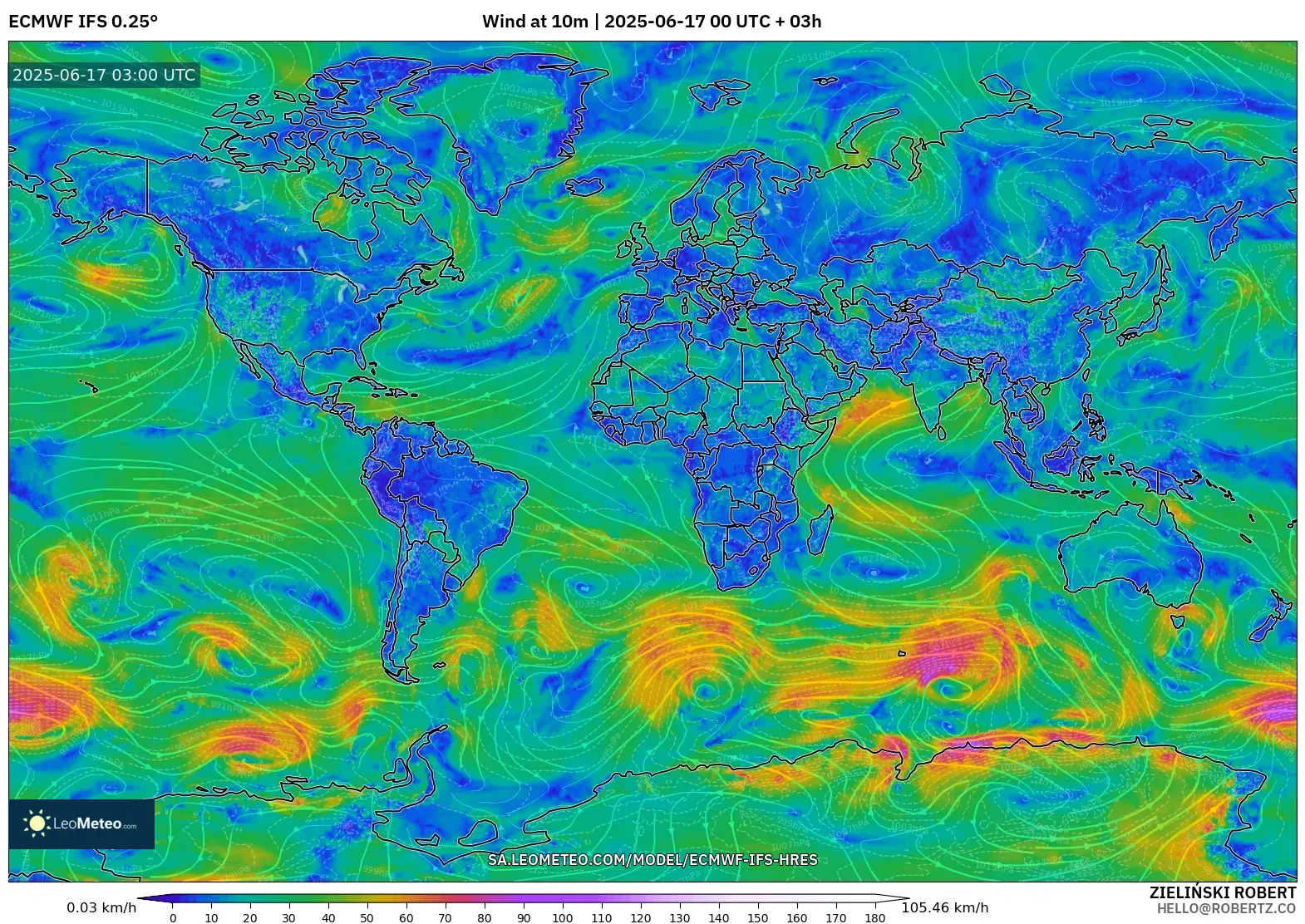ECMWF IFS 0.25° model - Dunia, Angin 10 m ECMWF IFS 0.25° model - Dunia, Angin 10 m