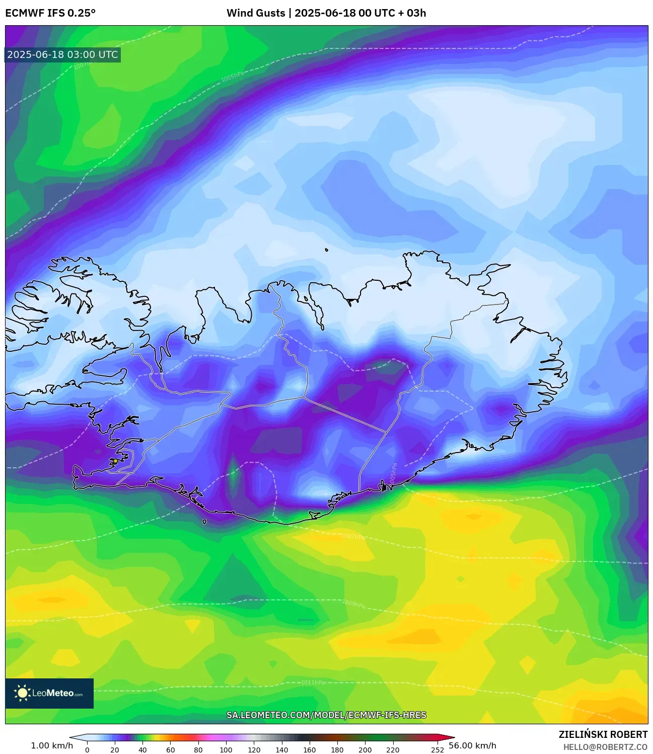 ECMWF IFS 0.25° model - Iceland, Wind Gusts ECMWF IFS 0.25° model - Iceland, Wind Gusts