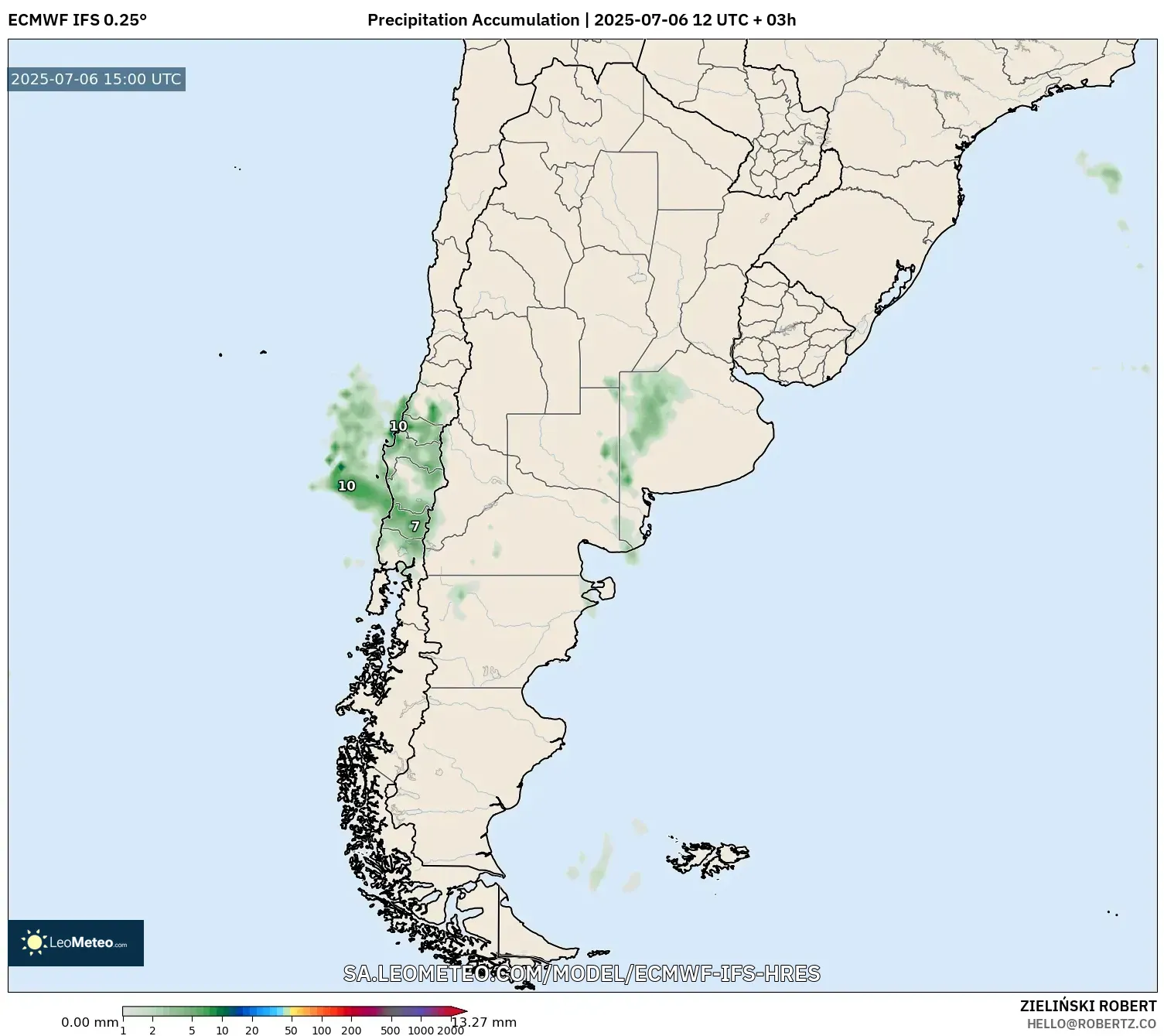 ECMWF IFS 0.25° model - Argentina, Precipitation Accumulation ECMWF IFS 0.25° model - Argentina, Precipitation Accumulation