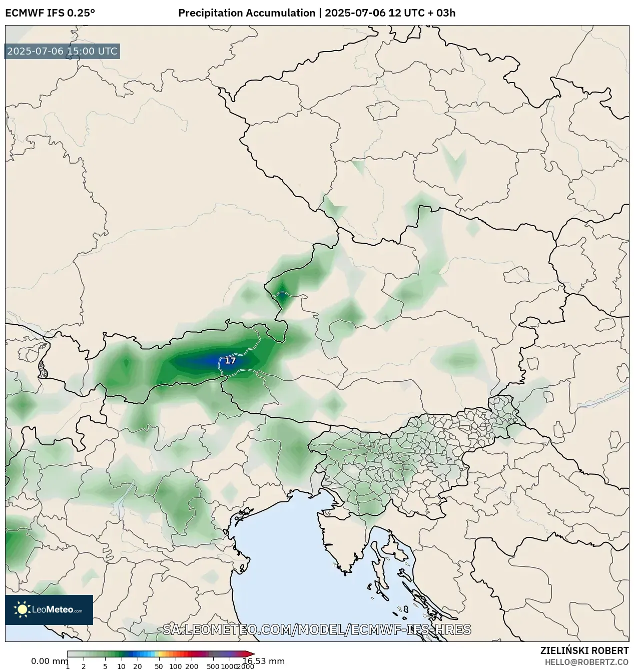 ECMWF IFS 0.25° model - Austria, Precipitation Accumulation ECMWF IFS 0.25° model - Austria, Precipitation Accumulation