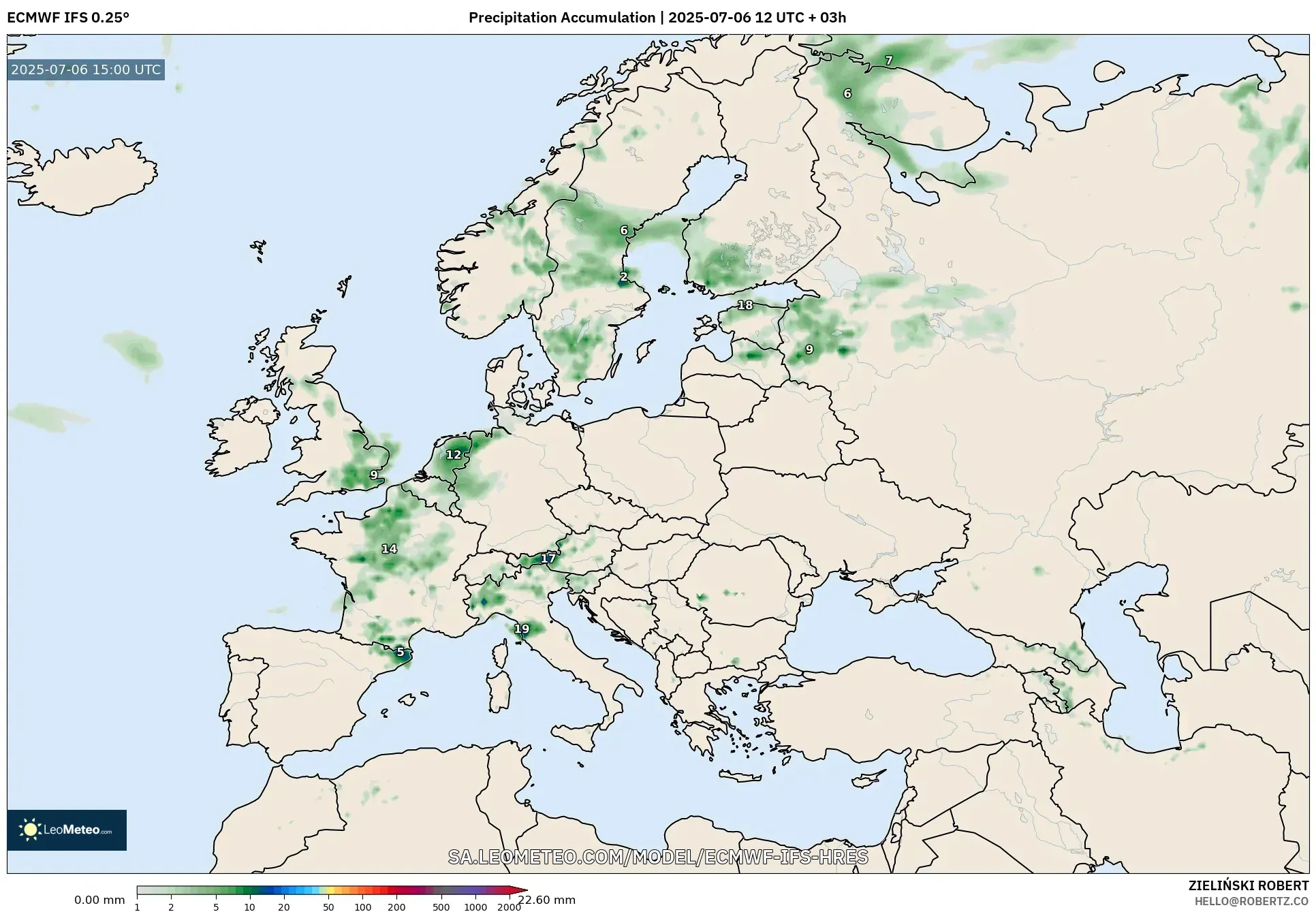 ECMWF IFS 0.25° model - Europe, Precipitation Accumulation ECMWF IFS 0.25° model - Europe, Precipitation Accumulation