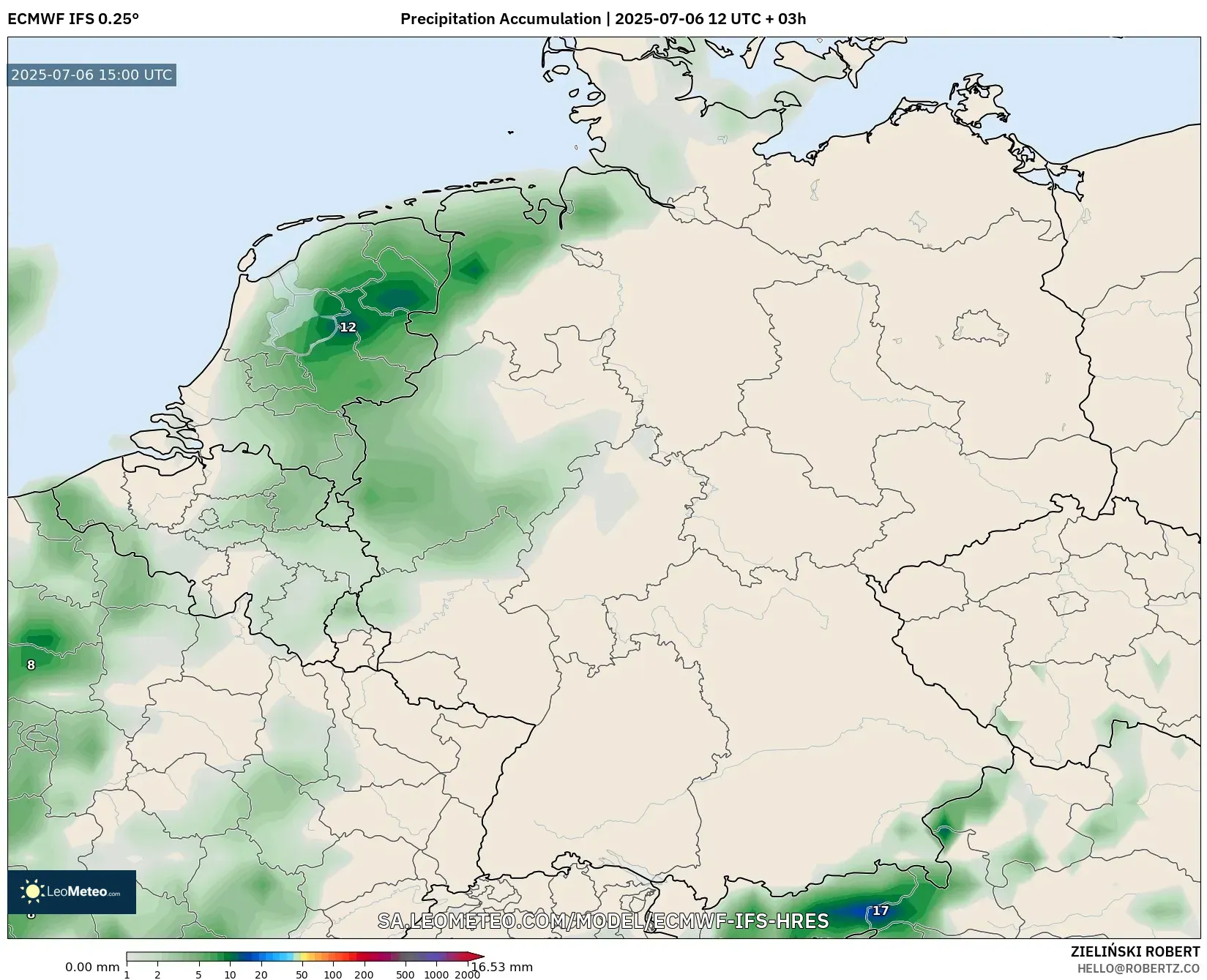 ECMWF IFS 0.25° model - Germany, Precipitation Accumulation ECMWF IFS 0.25° model - Germany, Precipitation Accumulation