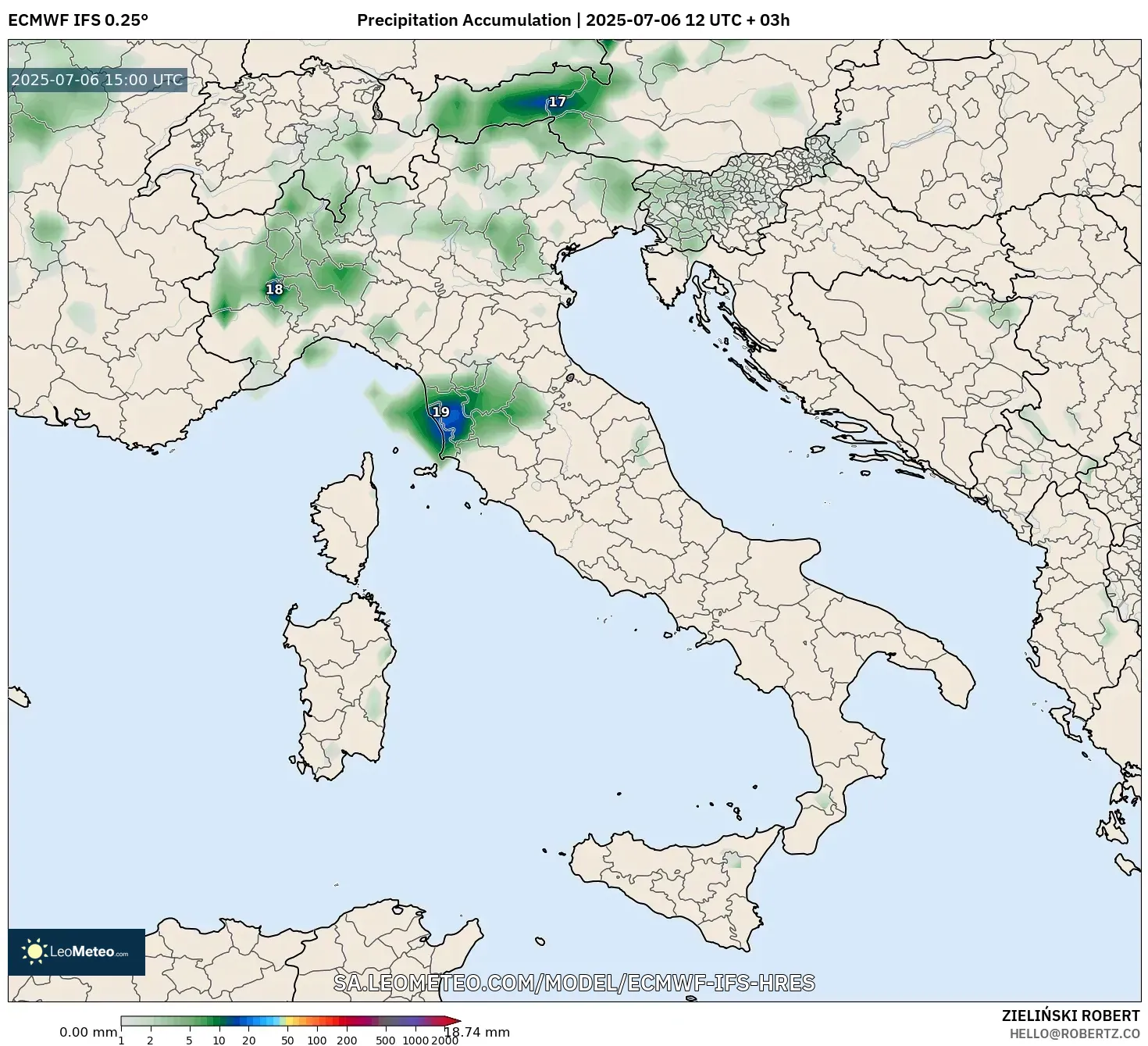 ECMWF IFS 0.25° model - Italy, Precipitation Accumulation ECMWF IFS 0.25° model - Italy, Precipitation Accumulation