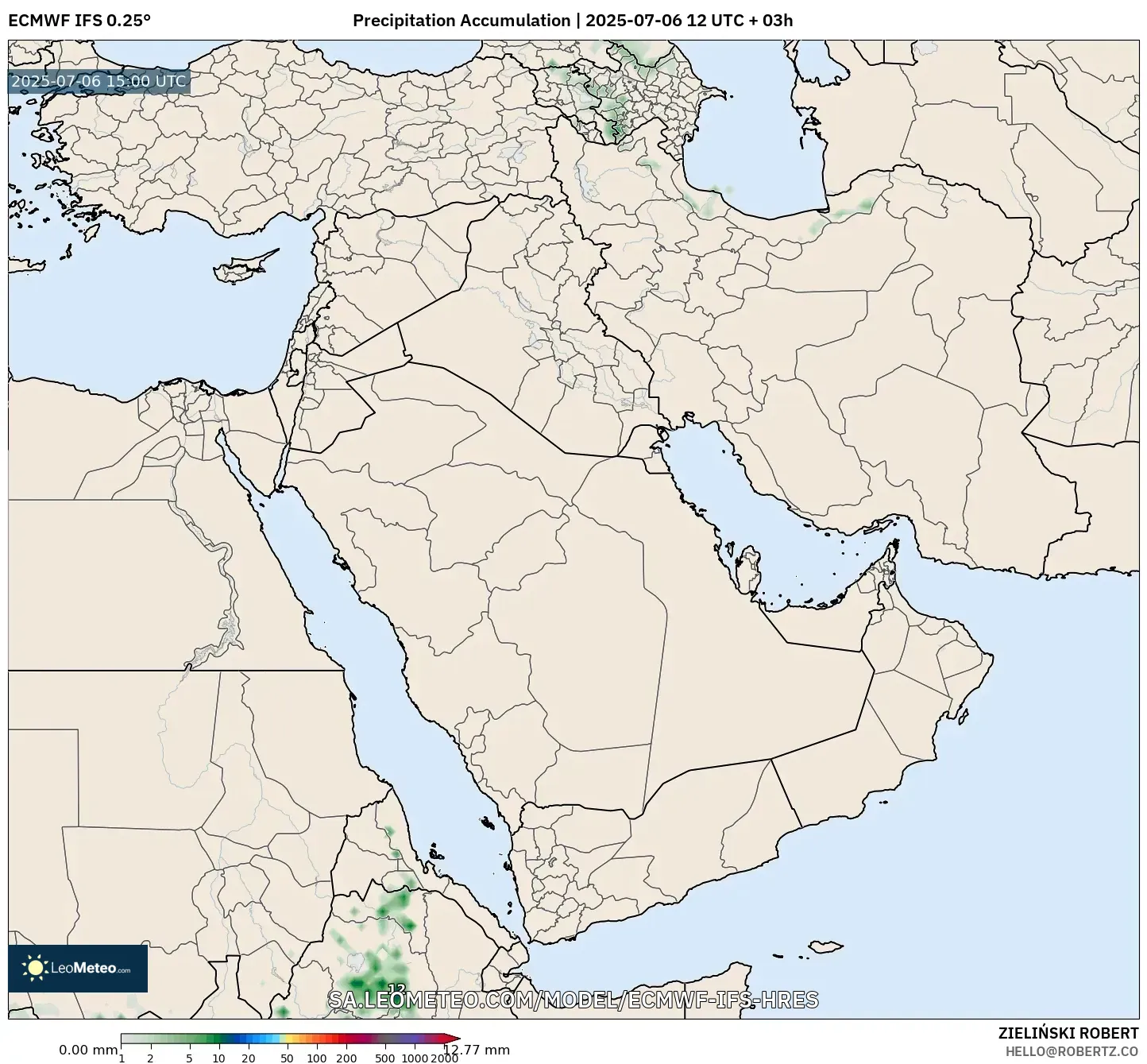 ECMWF IFS 0.25° model - Middle East, Precipitation Accumulation ECMWF IFS 0.25° model - Middle East, Precipitation Accumulation