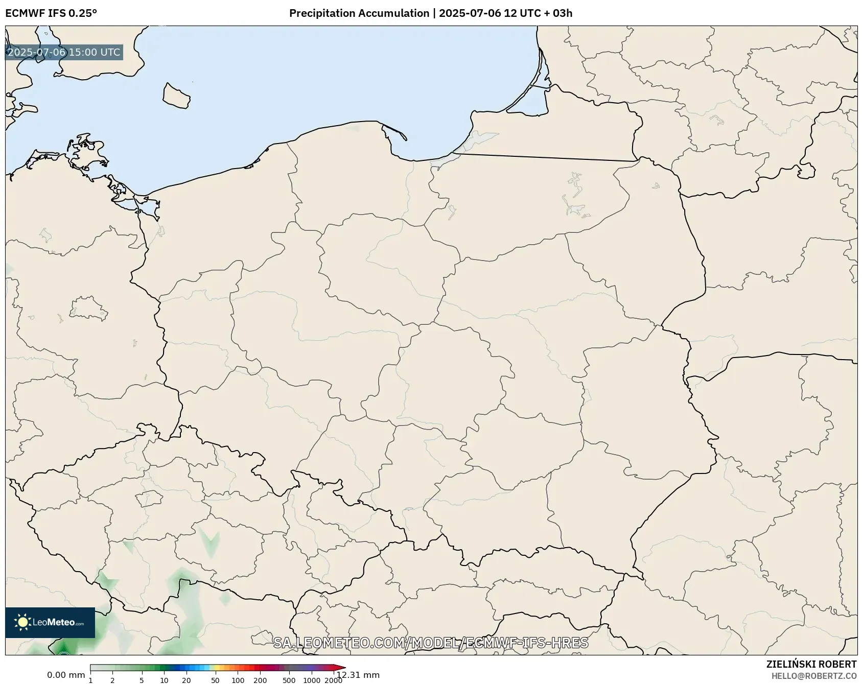 ECMWF IFS 0.25° model - Poland, Precipitation Accumulation ECMWF IFS 0.25° model - Poland, Precipitation Accumulation