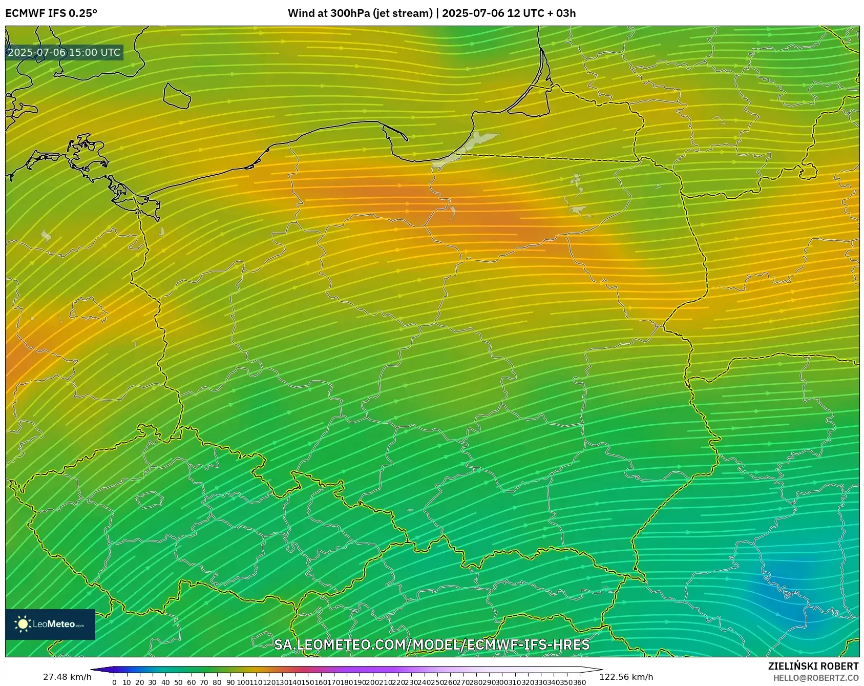 ECMWF IFS 0.25° model - Poland, Wind at 300hPa (jet stream) ECMWF IFS 0.25° model - Poland, Wind at 300hPa (jet stream)