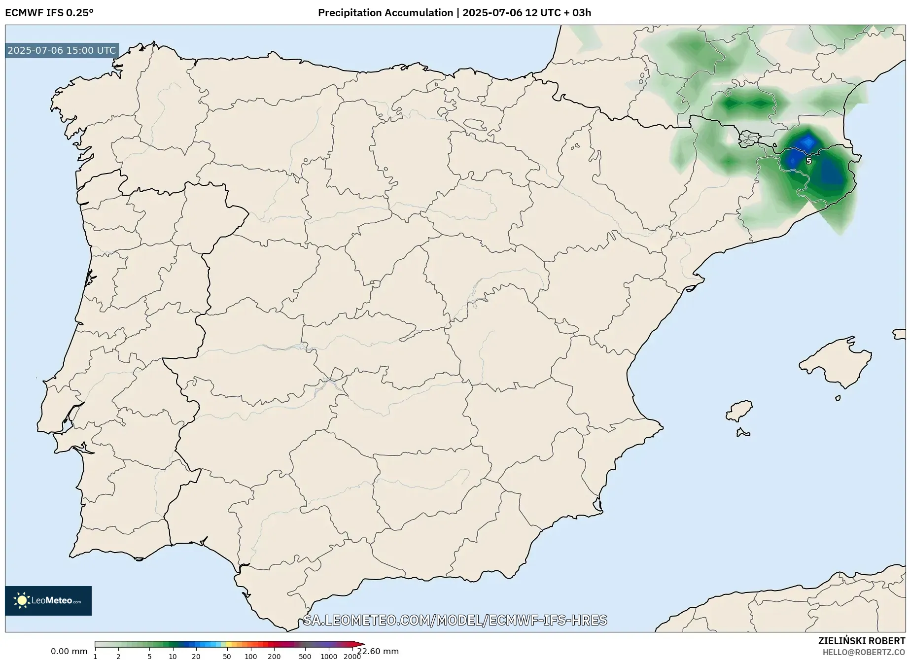 ECMWF IFS 0.25° model - Spain, Precipitation Accumulation ECMWF IFS 0.25° model - Spain, Precipitation Accumulation