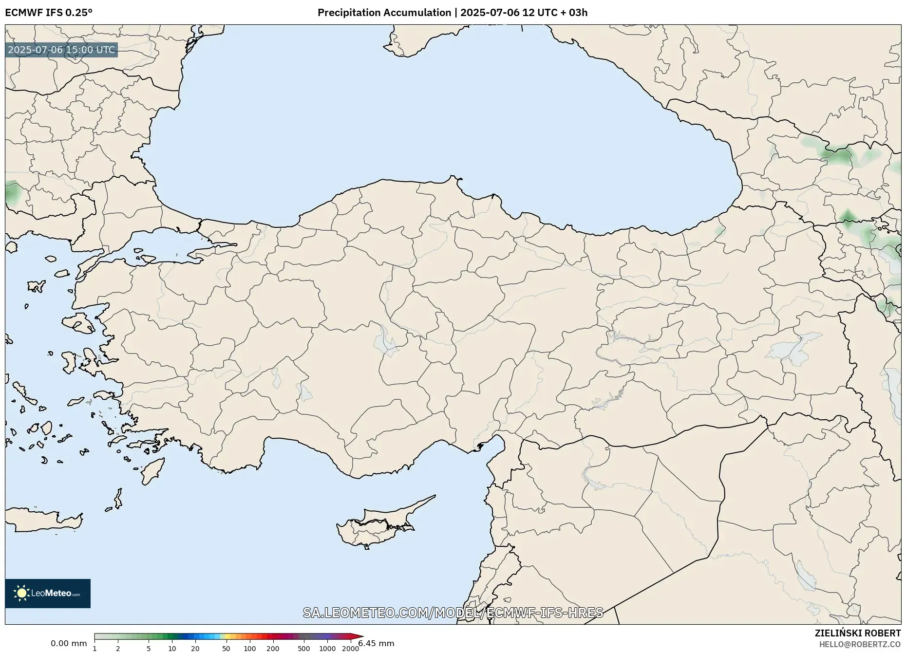ECMWF IFS 0.25° model - Turkey, Precipitation Accumulation ECMWF IFS 0.25° model - Turkey, Precipitation Accumulation