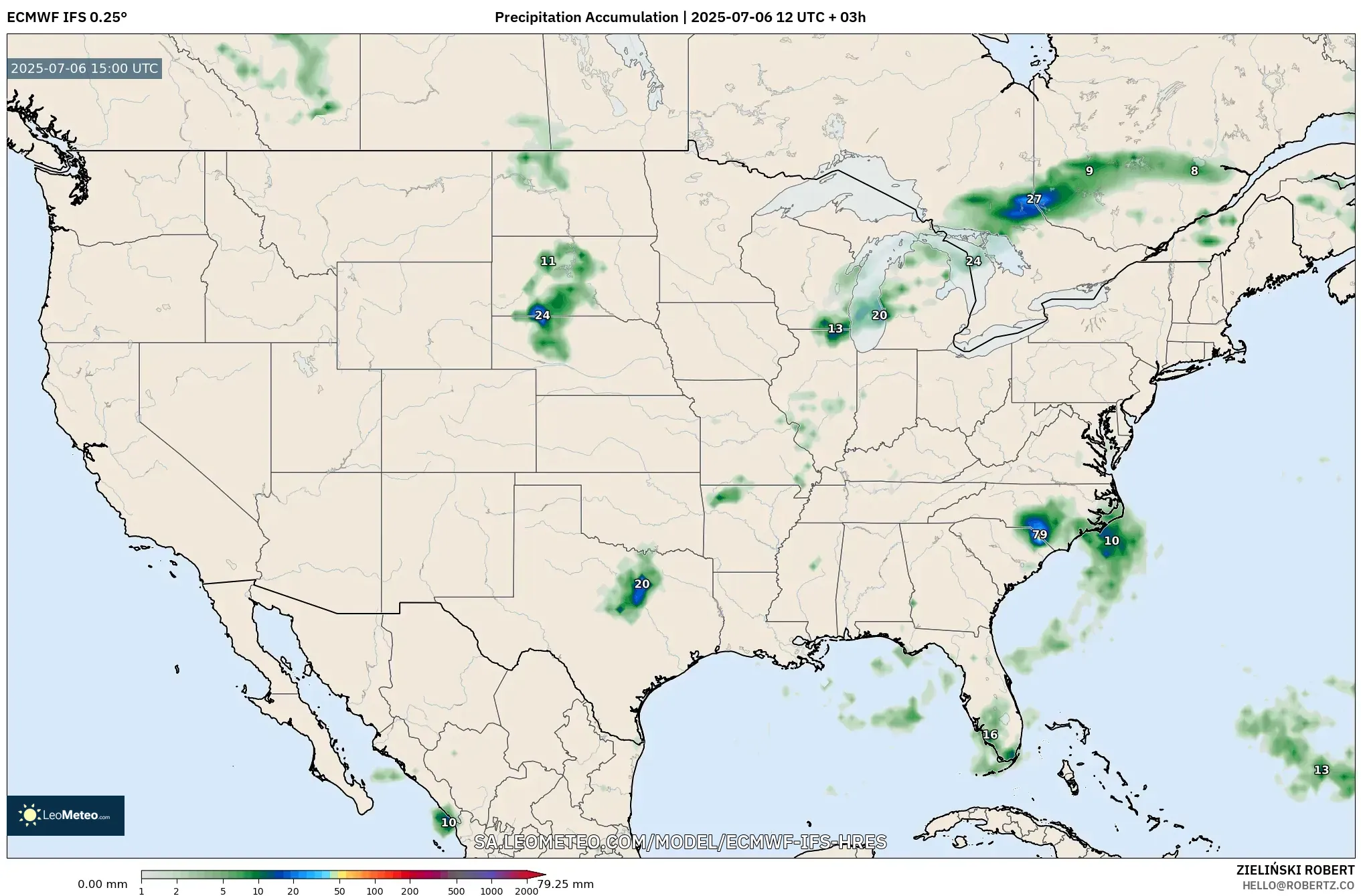 ECMWF IFS 0.25° model - United States, Precipitation Accumulation ECMWF IFS 0.25° model - United States, Precipitation Accumulation