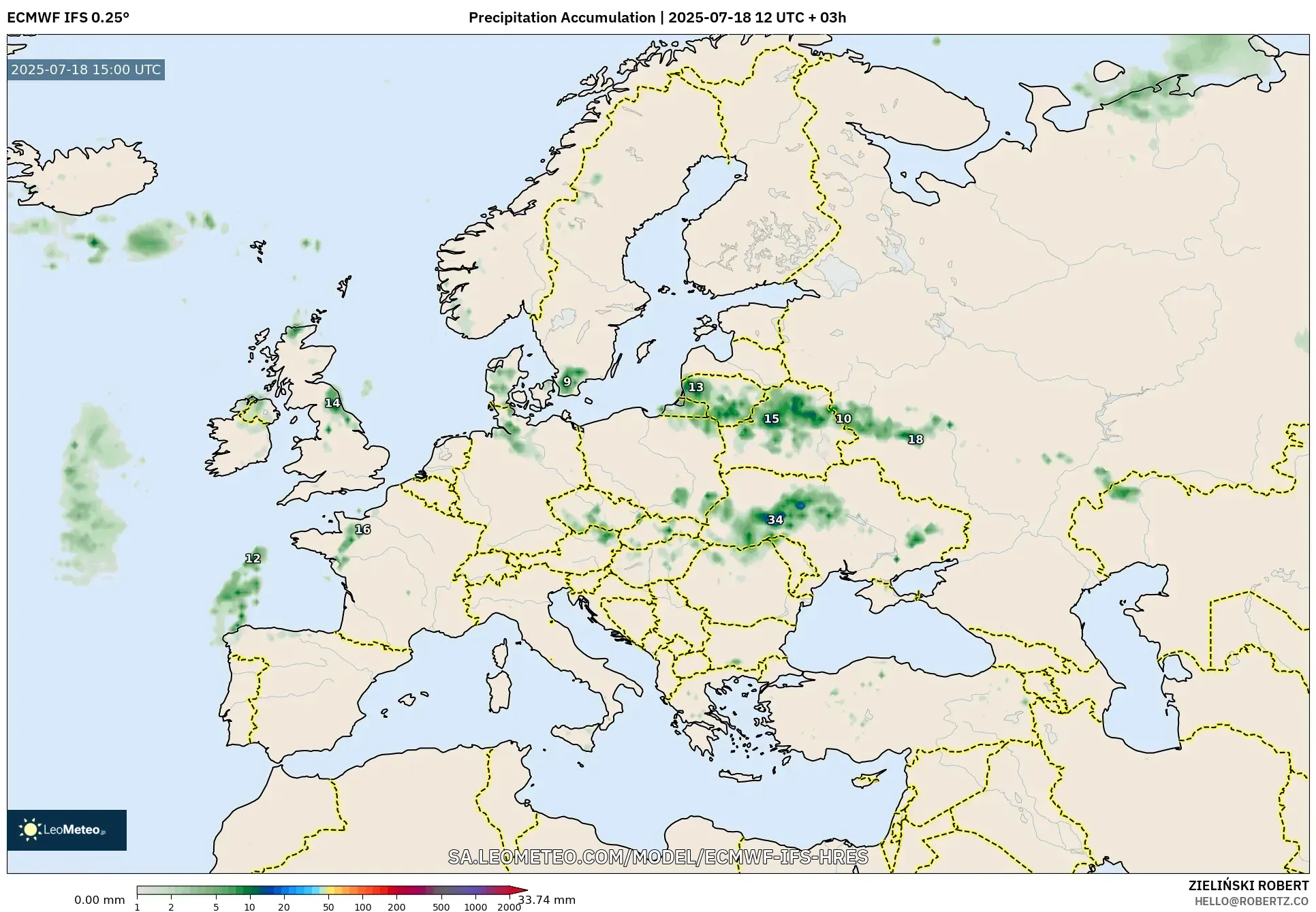ECMWF IFS 0.25° model - Europe, Precipitation Accumulation ECMWF IFS 0.25° model - Europe, Precipitation Accumulation