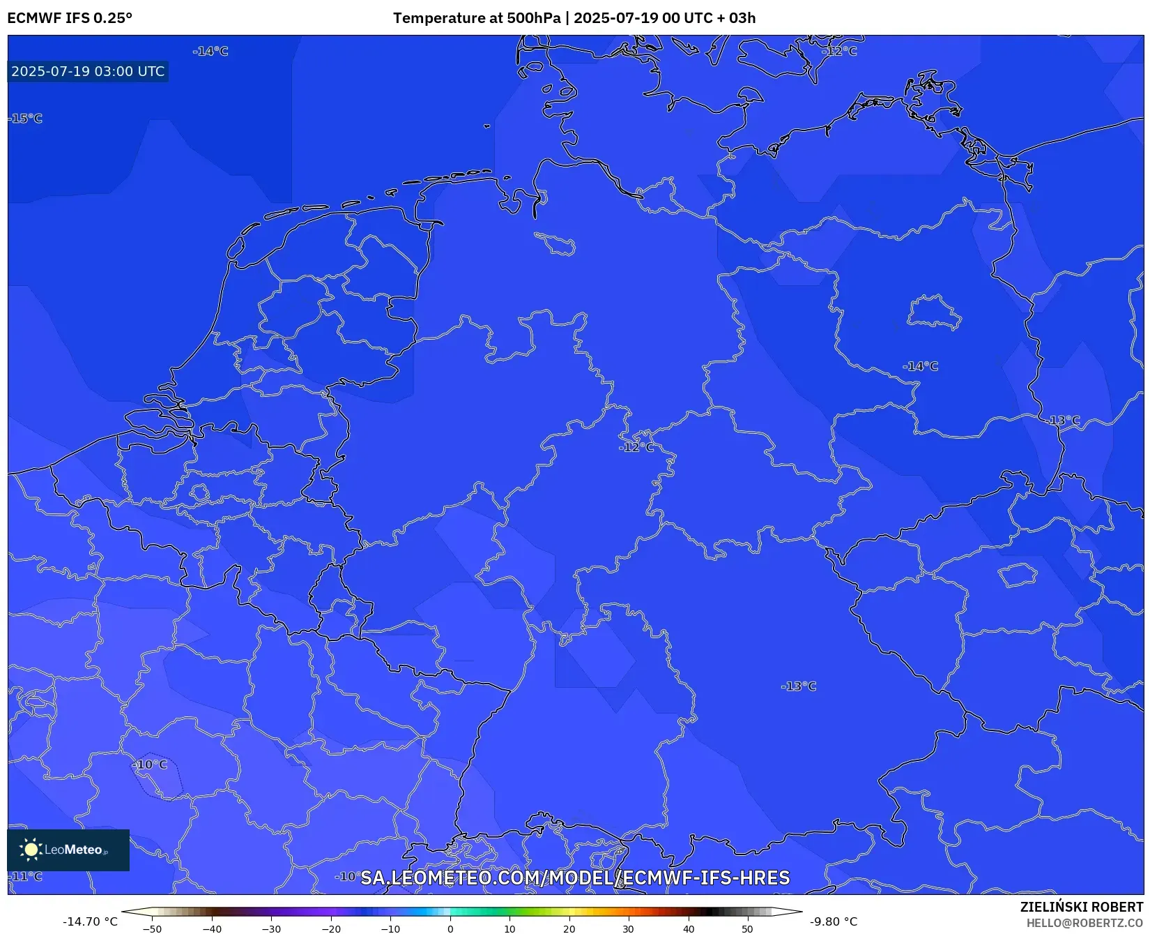 ECMWF IFS 0.25° model - Germany, Temperature at 500hPa ECMWF IFS 0.25° model - Germany, Temperature at 500hPa