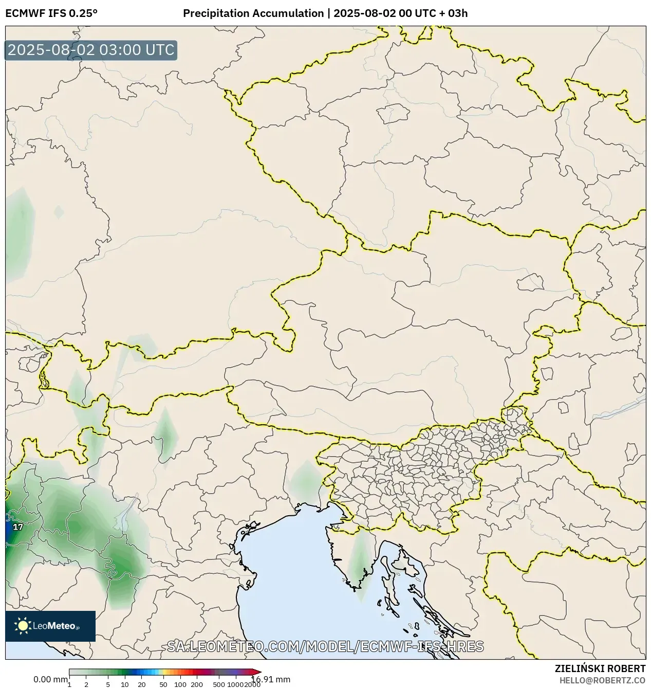 ECMWF IFS 0.25° model - Austria, Akumulasi Curah Hujan ECMWF IFS 0.25° model - Austria, Akumulasi Curah Hujan