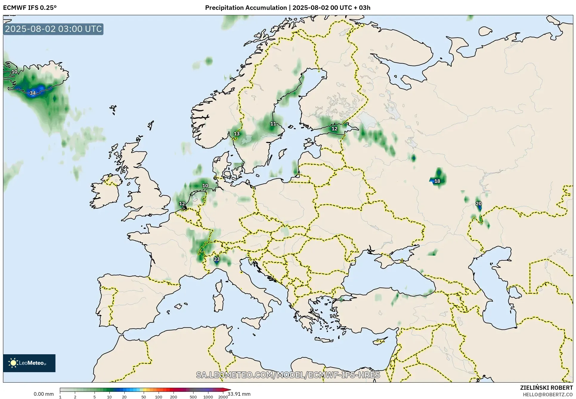 ECMWF IFS 0.25° model - Eropa, Akumulasi Curah Hujan ECMWF IFS 0.25° model - Eropa, Akumulasi Curah Hujan