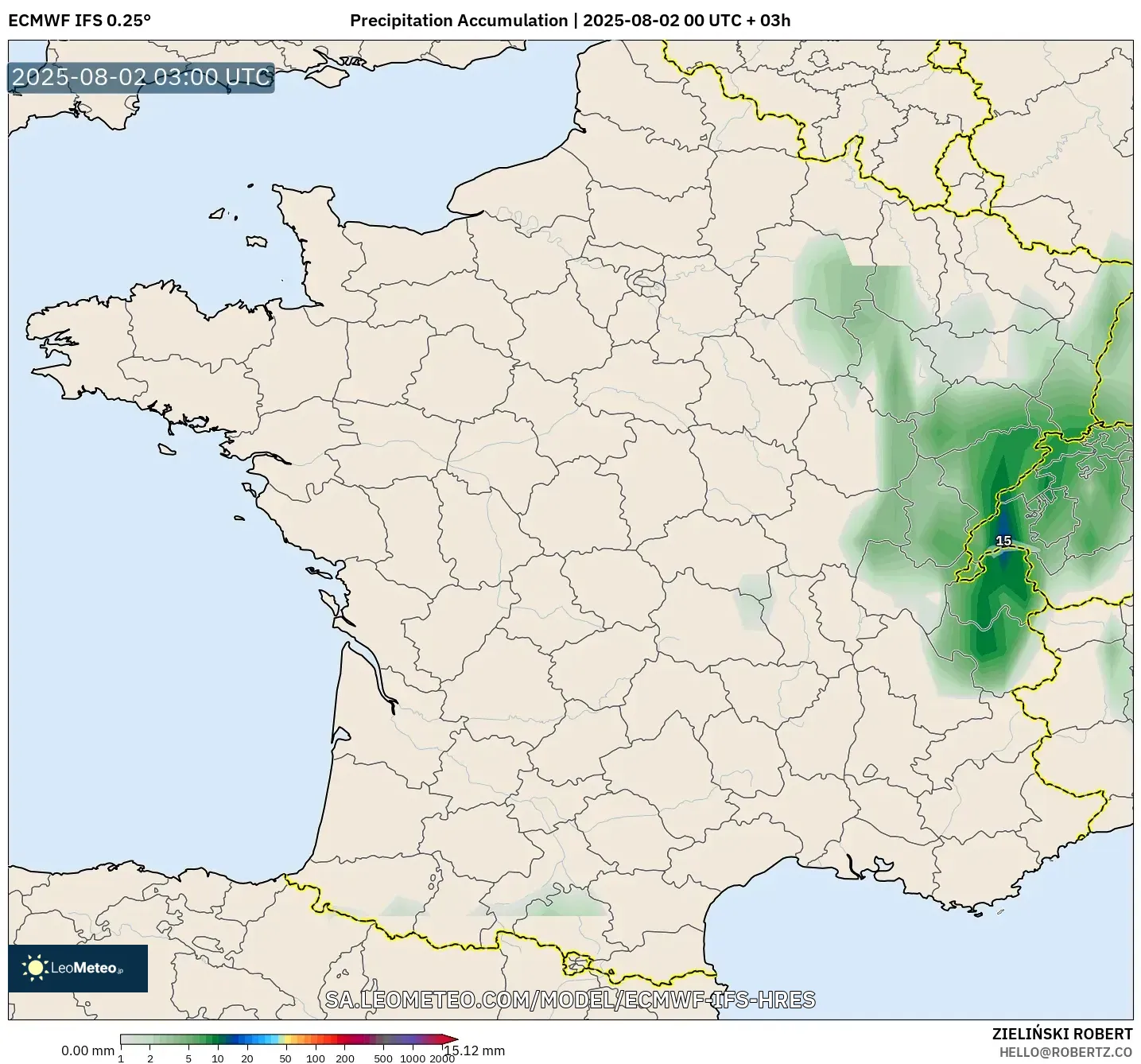 ECMWF IFS 0.25° model - Prancis, Akumulasi Curah Hujan ECMWF IFS 0.25° model - Prancis, Akumulasi Curah Hujan