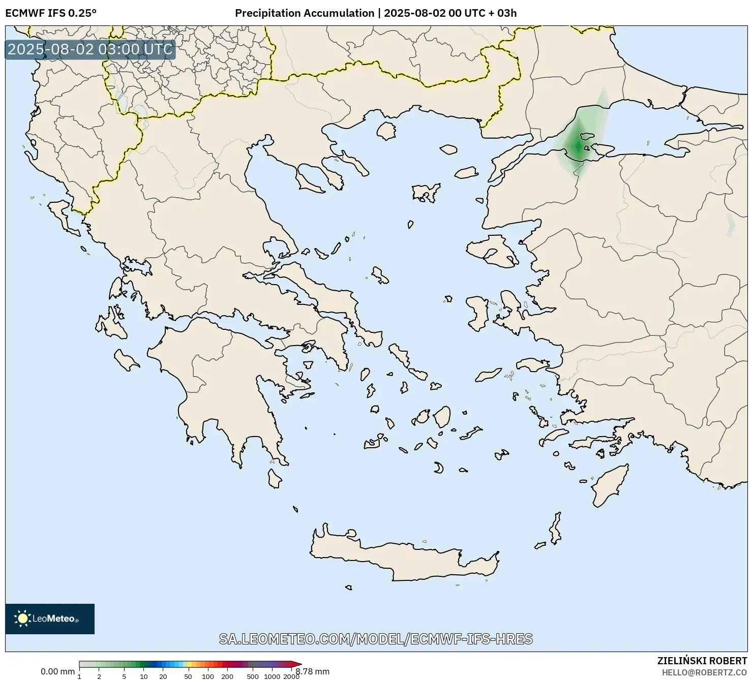 ECMWF IFS 0.25° model - Yunani, Akumulasi Curah Hujan ECMWF IFS 0.25° model - Yunani, Akumulasi Curah Hujan