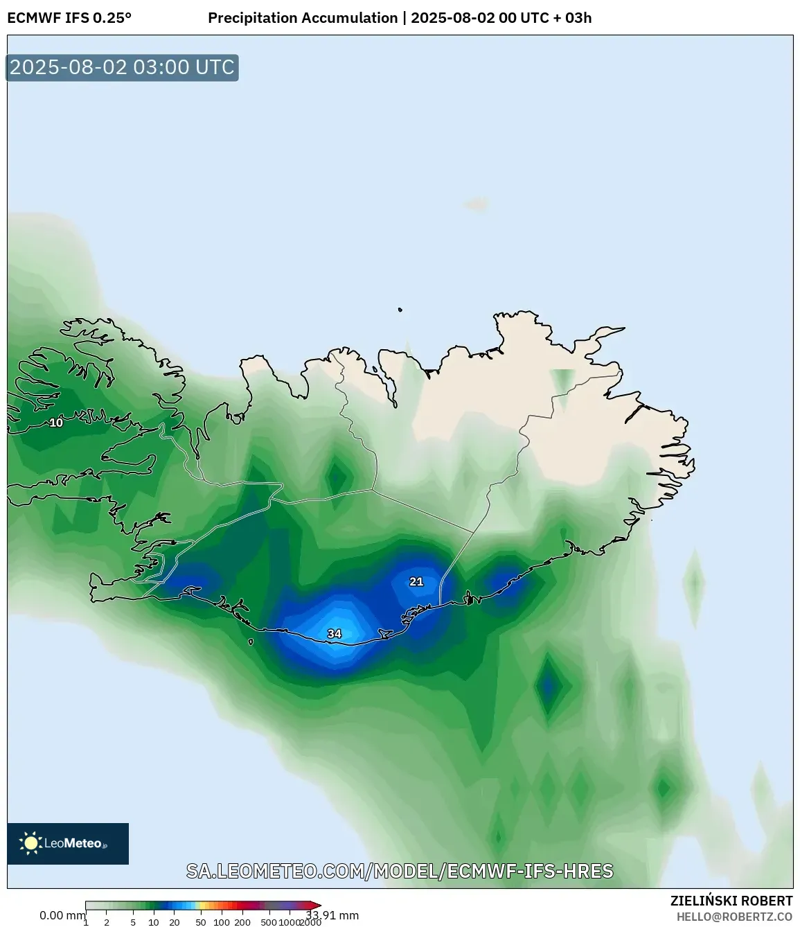 ECMWF IFS 0.25° model - Islandia, Akumulasi Curah Hujan ECMWF IFS 0.25° model - Islandia, Akumulasi Curah Hujan
