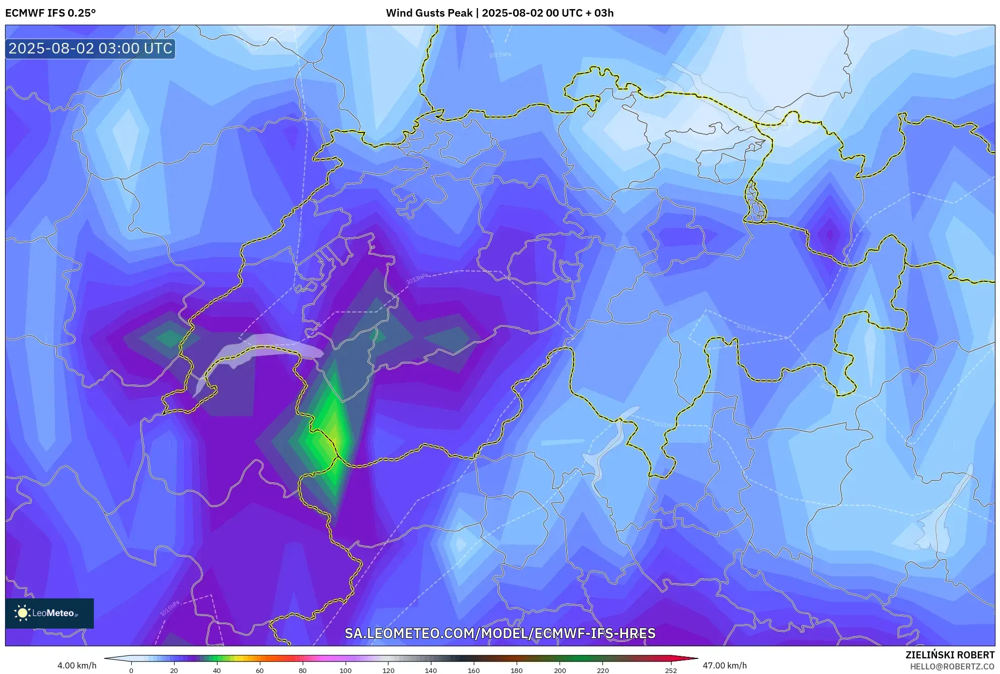 ECMWF IFS 0.25° model - Swiss, Puncak Hembusan ECMWF IFS 0.25° model - Swiss, Puncak Hembusan