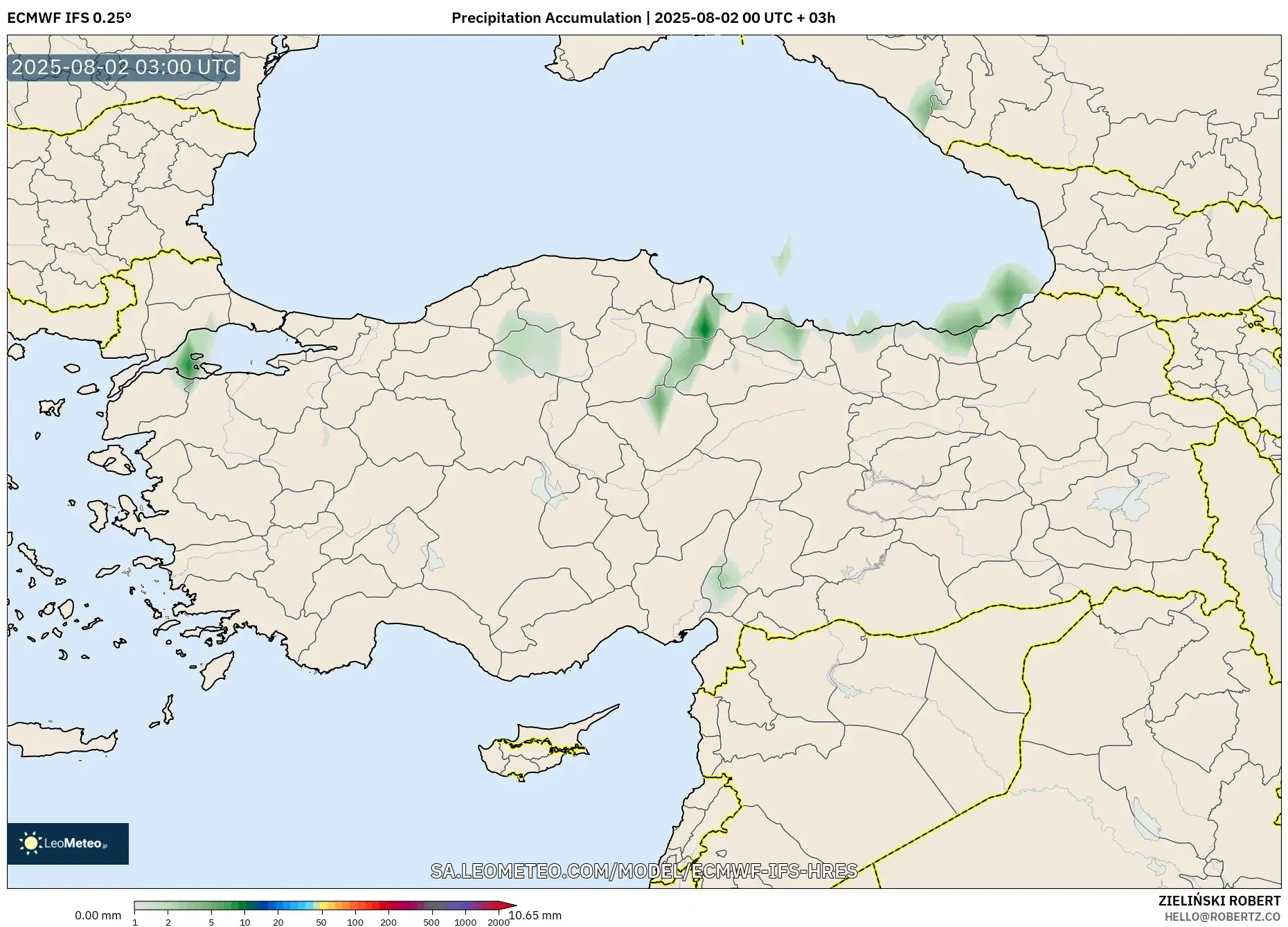 ECMWF IFS 0.25° model - Turki, Akumulasi Curah Hujan ECMWF IFS 0.25° model - Turki, Akumulasi Curah Hujan