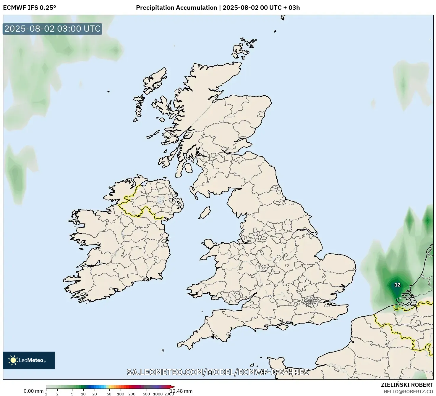 ECMWF IFS 0.25° model - Britania Raya, Akumulasi Curah Hujan ECMWF IFS 0.25° model - Britania Raya, Akumulasi Curah Hujan