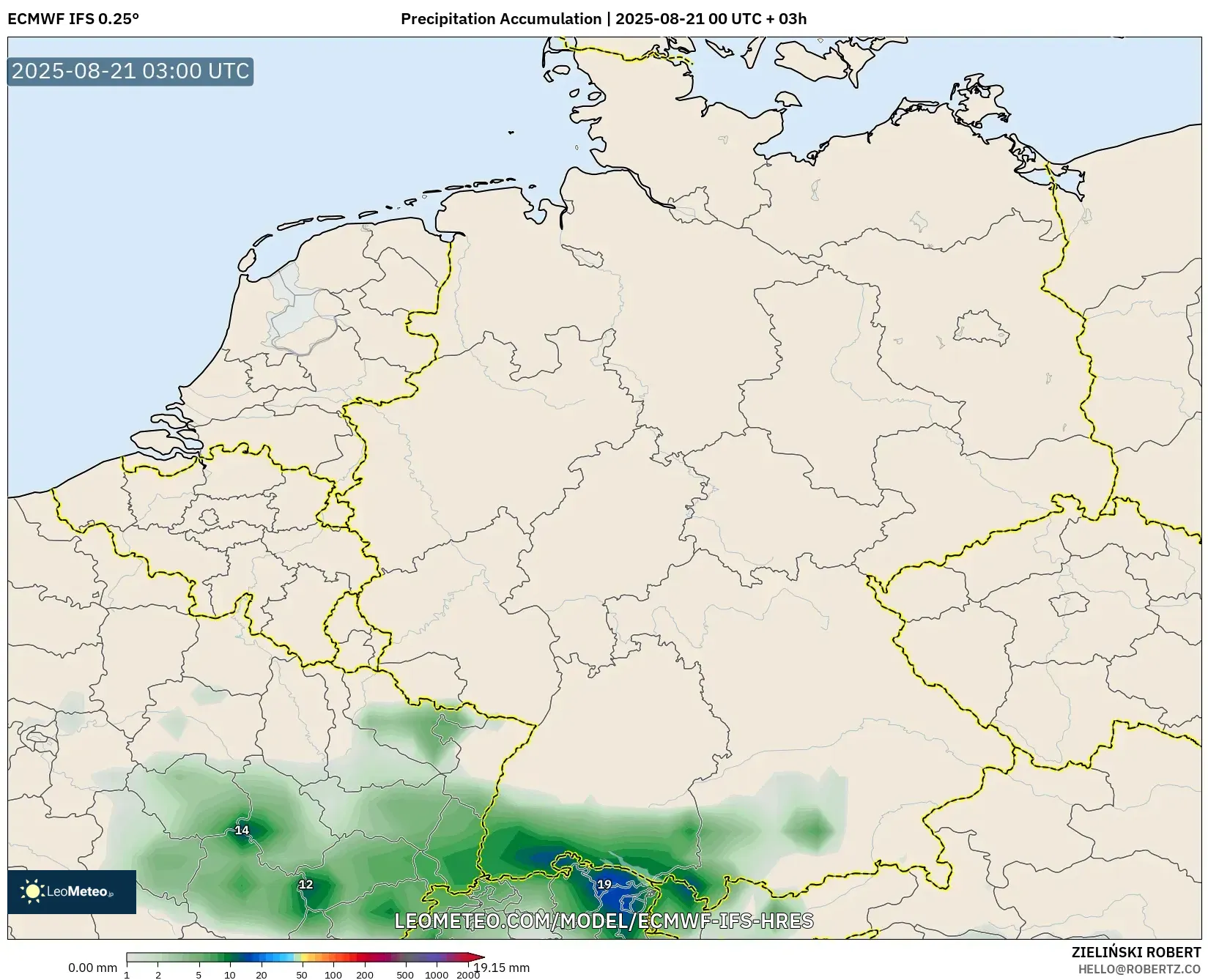 ECMWF IFS 0.25° model - Germany, Precipitation Accumulation