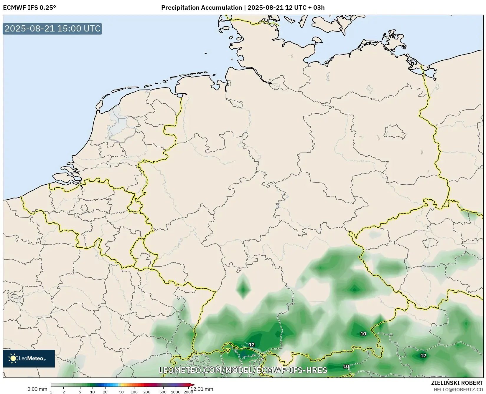 ECMWF IFS 0.25° model - Germany, Precipitation Accumulation ECMWF IFS 0.25° model - Germany, Precipitation Accumulation