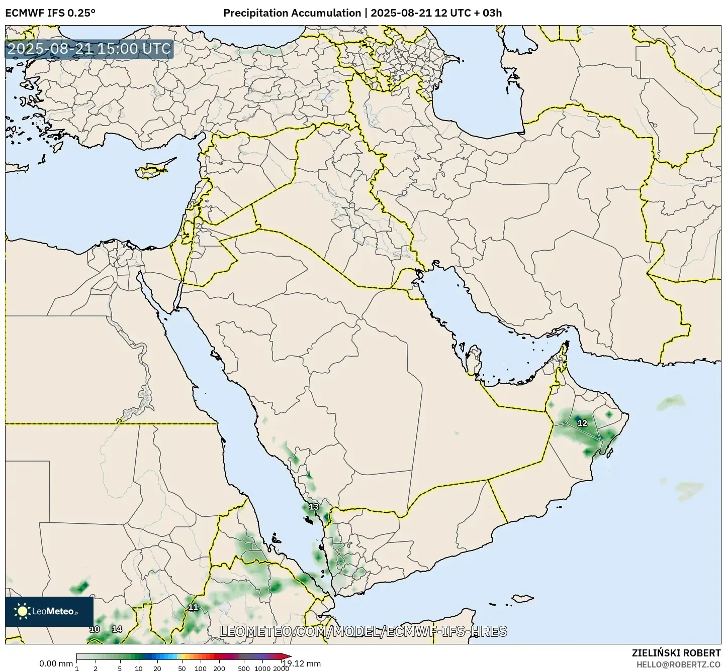 ECMWF IFS 0.25° model - Middle East, Precipitation Accumulation ECMWF IFS 0.25° model - Middle East, Precipitation Accumulation