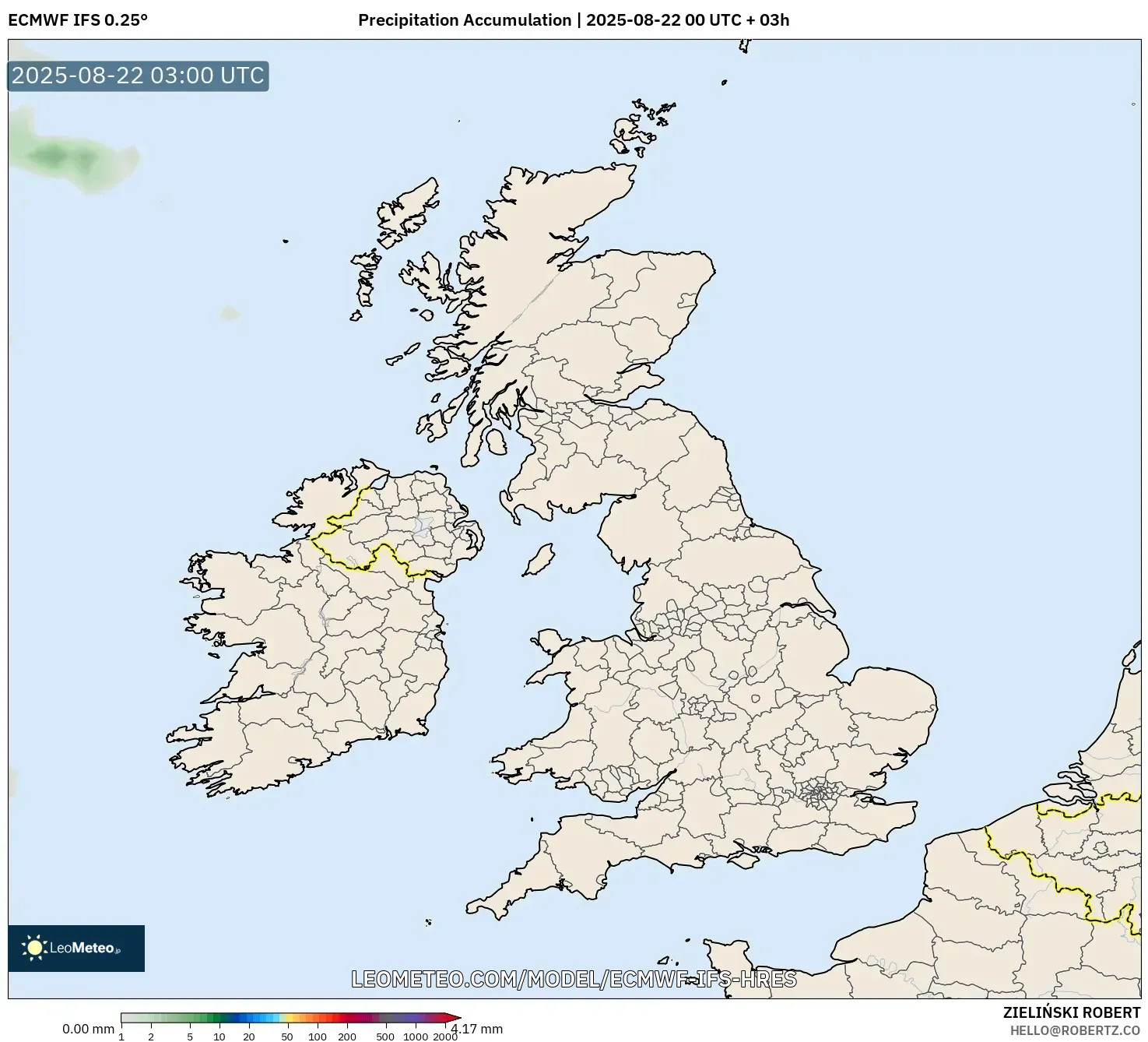 ECMWF IFS 0.25° model - United Kingdom, Precipitation Accumulation ECMWF IFS 0.25° model - United Kingdom, Precipitation Accumulation