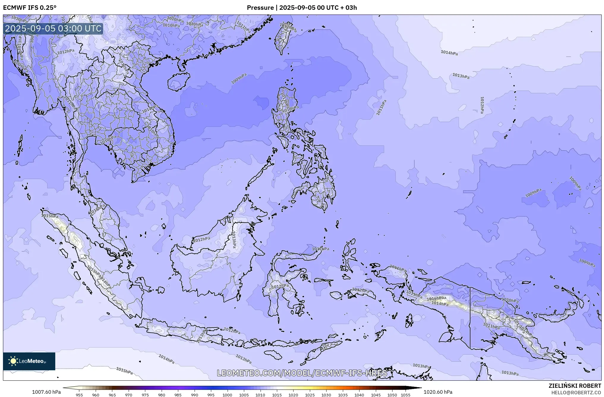ECMWF IFS 0.25° model - South East Asia, Pressure