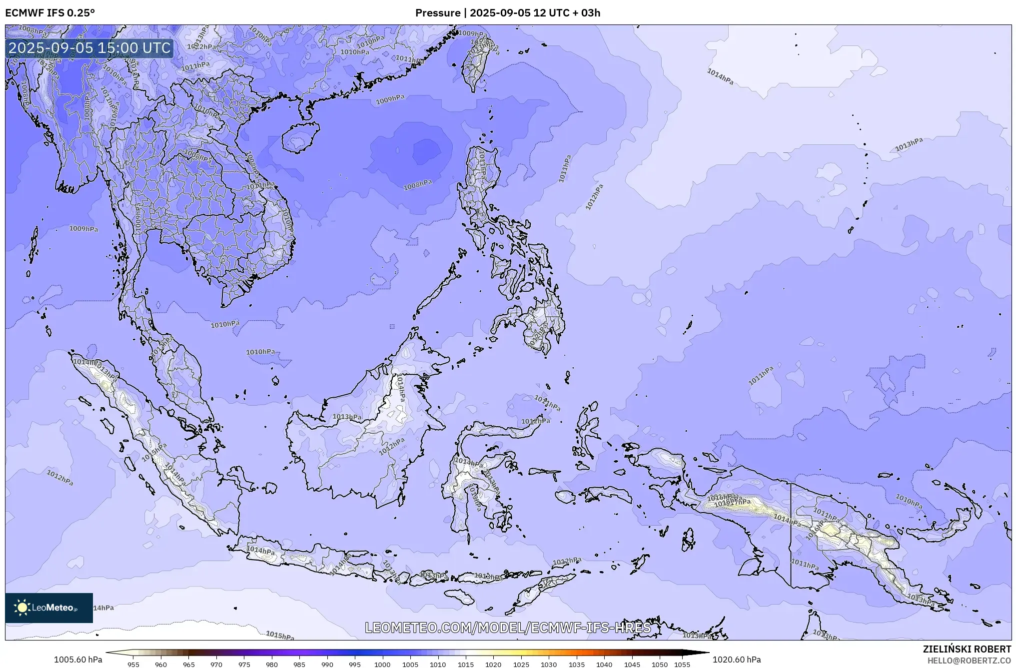 ECMWF IFS 0.25° model - South East Asia, Pressure