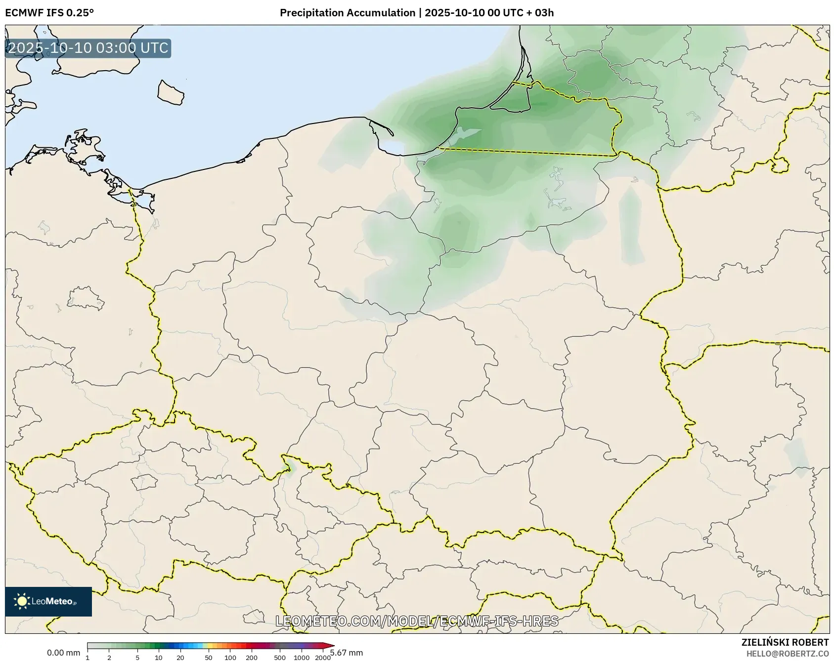 ECMWF IFS 0.25° model - Poland, Precipitation Accumulation ECMWF IFS 0.25° model - Poland, Precipitation Accumulation