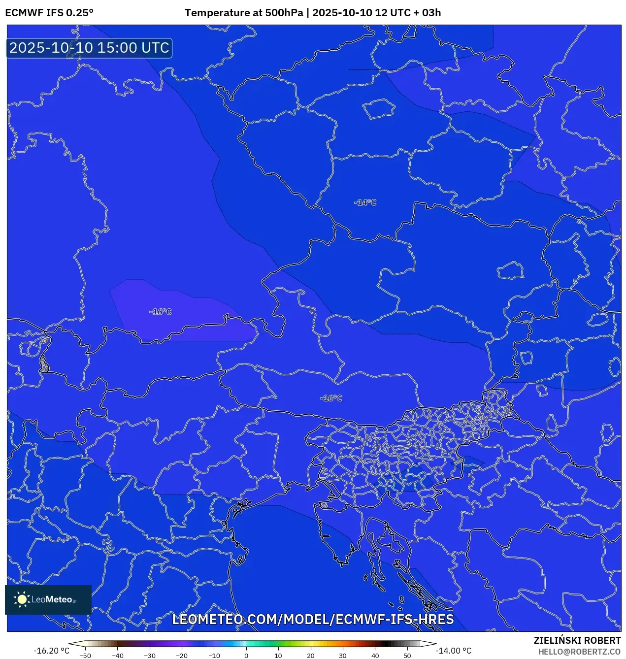 ECMWF IFS 0.25° model - Austria, Temperature at 500hPa ECMWF IFS 0.25° model - Austria, Temperature at 500hPa