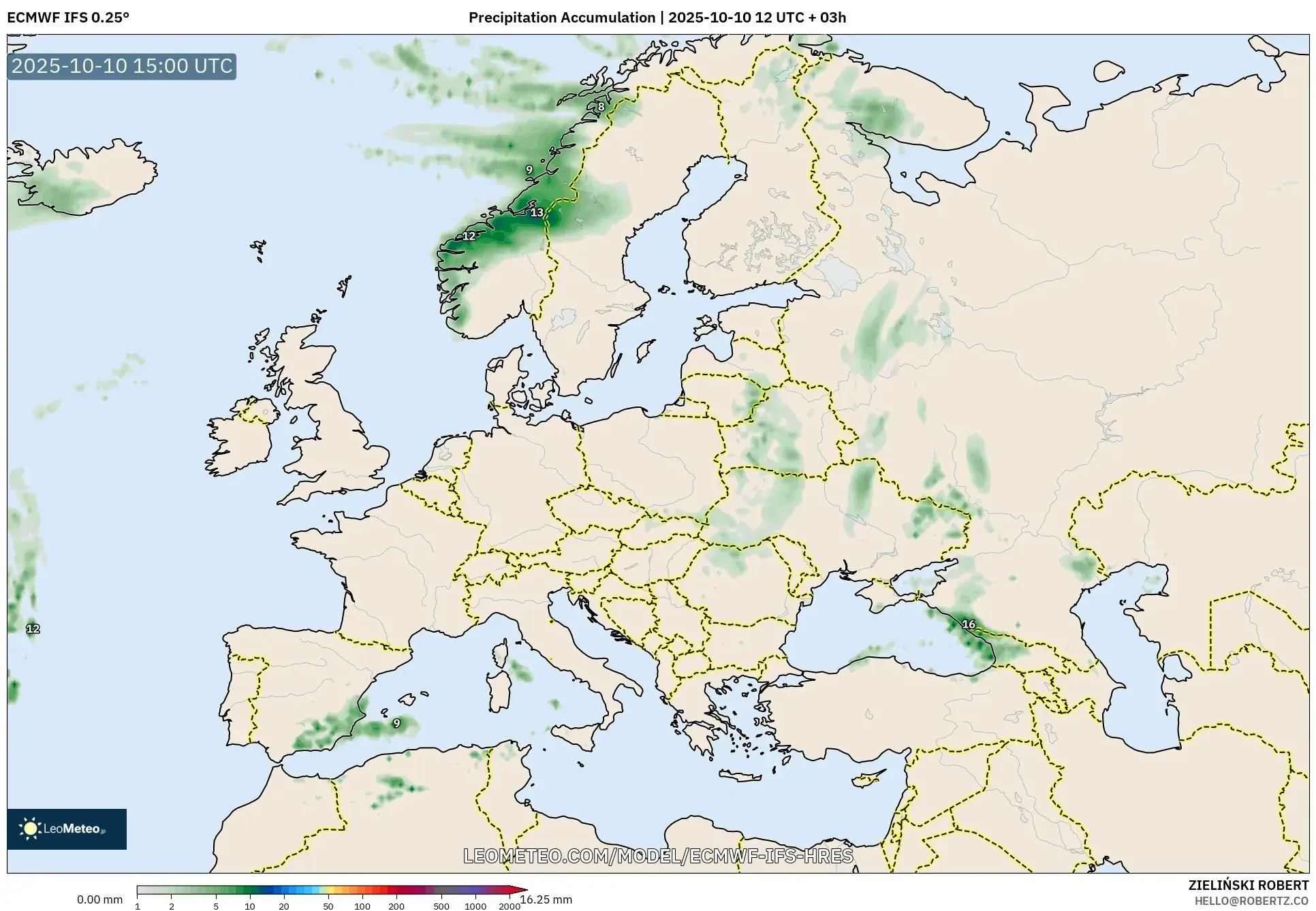ECMWF IFS 0.25° model - Europe, Precipitation Accumulation ECMWF IFS 0.25° model - Europe, Precipitation Accumulation