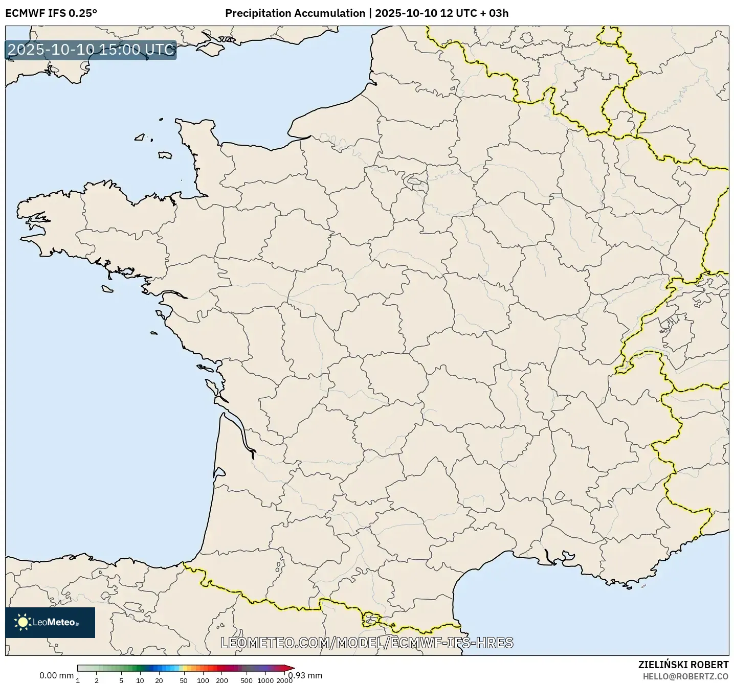 ECMWF IFS 0.25° model - France, Precipitation Accumulation ECMWF IFS 0.25° model - France, Precipitation Accumulation