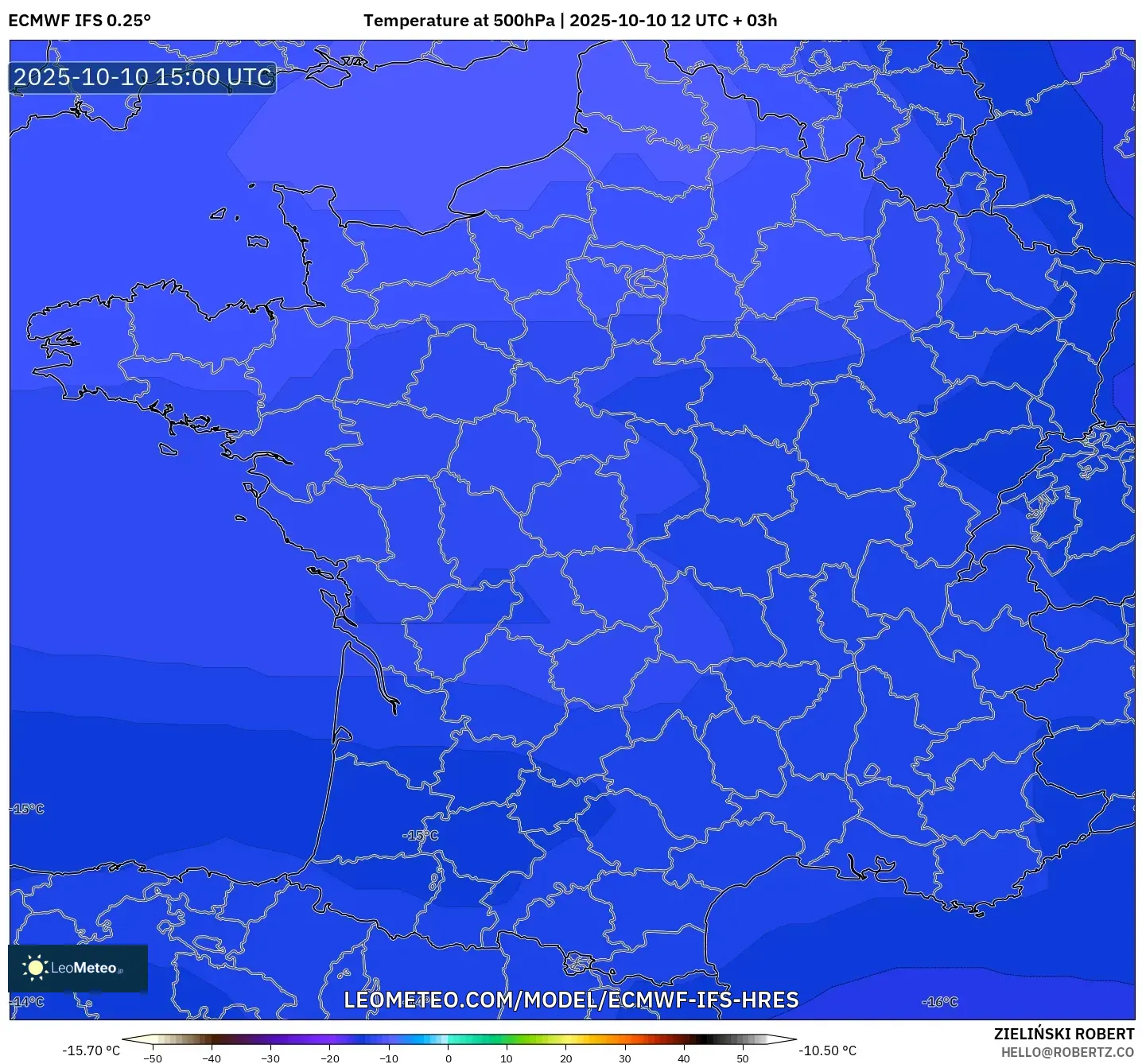 ECMWF IFS 0.25° model - France, Temperature at 500hPa ECMWF IFS 0.25° model - France, Temperature at 500hPa