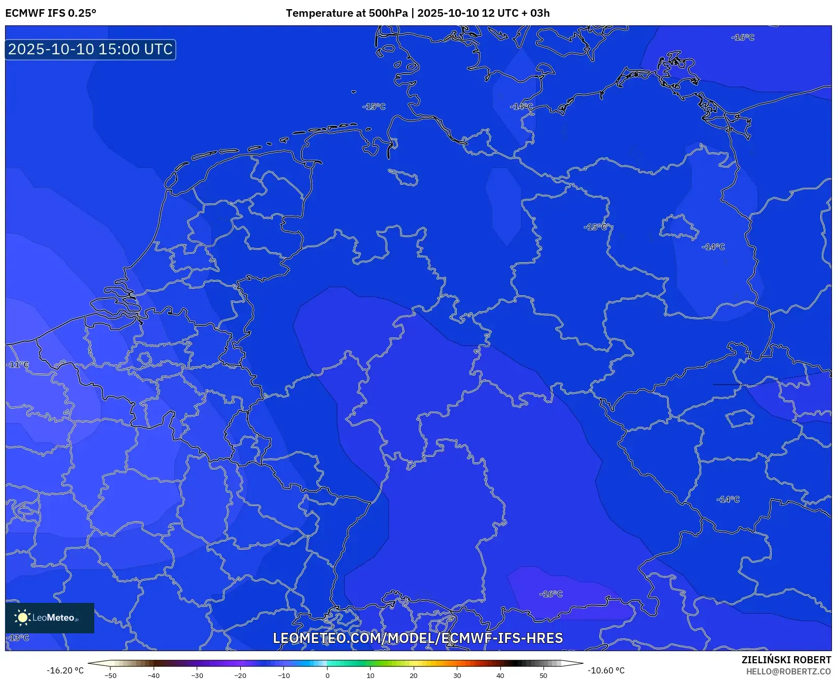 ECMWF IFS 0.25° model - Germany, Temperature at 500hPa ECMWF IFS 0.25° model - Germany, Temperature at 500hPa
