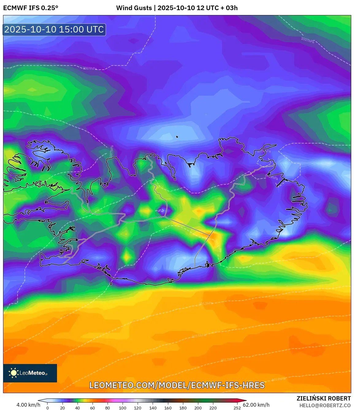 ECMWF IFS 0.25° model - Iceland, Wind Gusts ECMWF IFS 0.25° model - Iceland, Wind Gusts