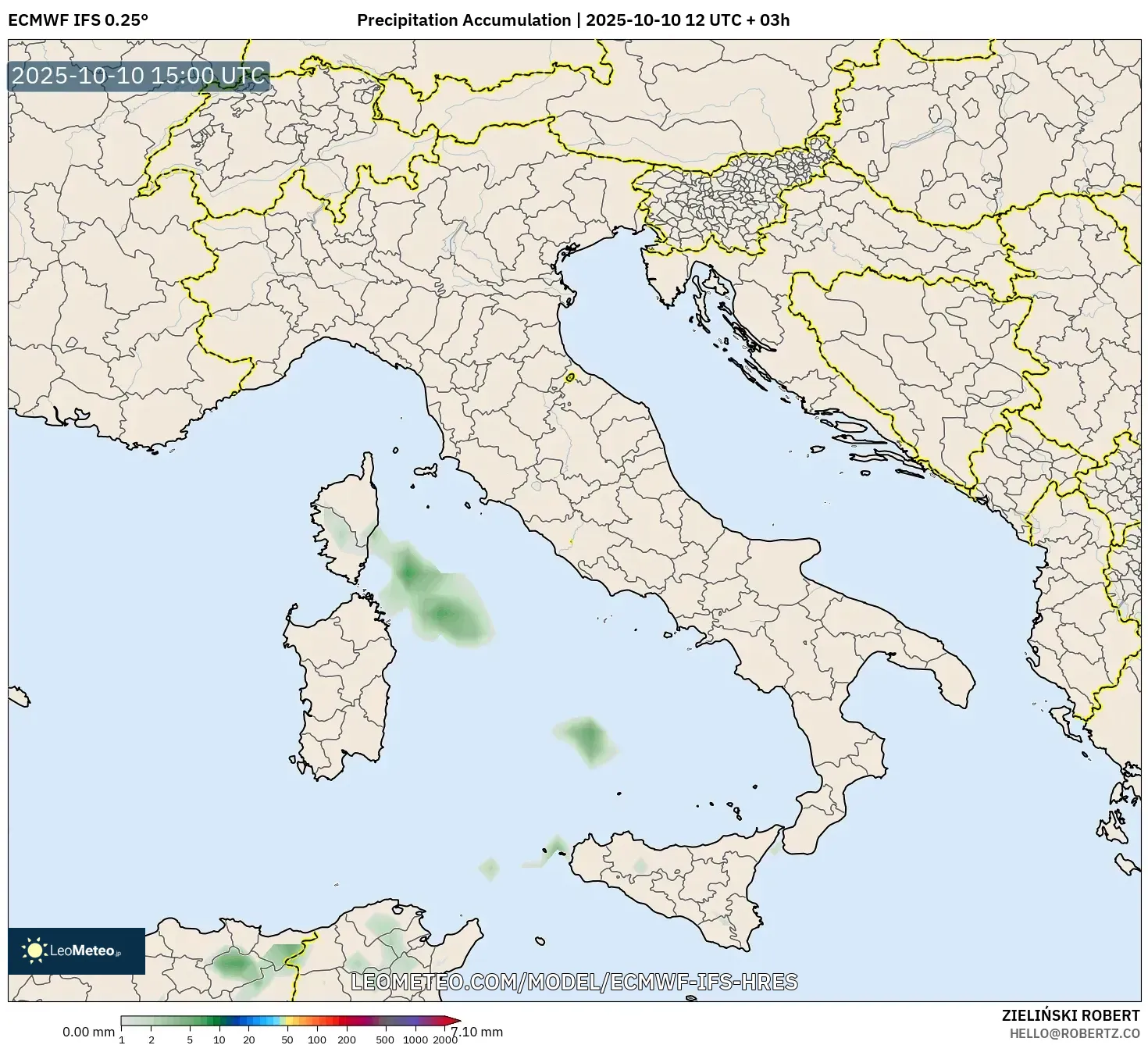 ECMWF IFS 0.25° model - Italy, Precipitation Accumulation ECMWF IFS 0.25° model - Italy, Precipitation Accumulation