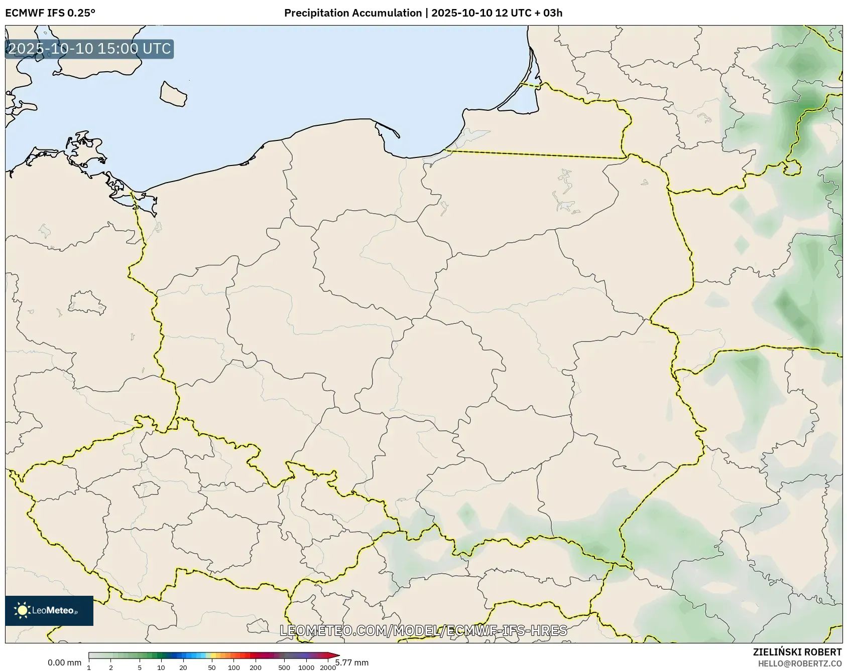 ECMWF IFS 0.25° model - Poland, Precipitation Accumulation ECMWF IFS 0.25° model - Poland, Precipitation Accumulation