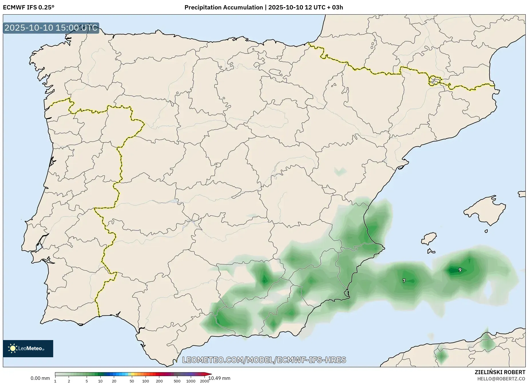 ECMWF IFS 0.25° model - Spain, Precipitation Accumulation ECMWF IFS 0.25° model - Spain, Precipitation Accumulation