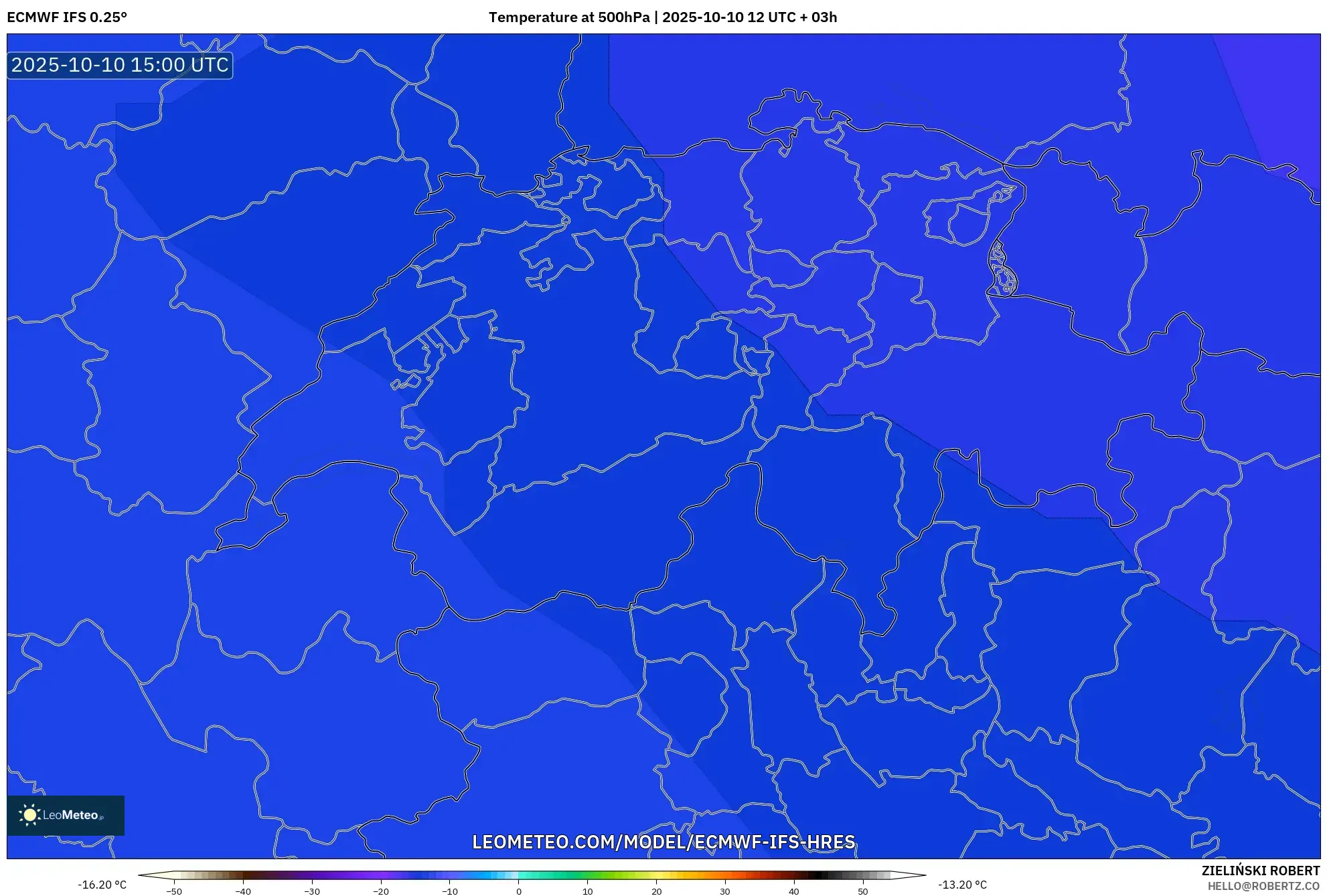 ECMWF IFS 0.25° model - Switzerland, Temperature at 500hPa ECMWF IFS 0.25° model - Switzerland, Temperature at 500hPa