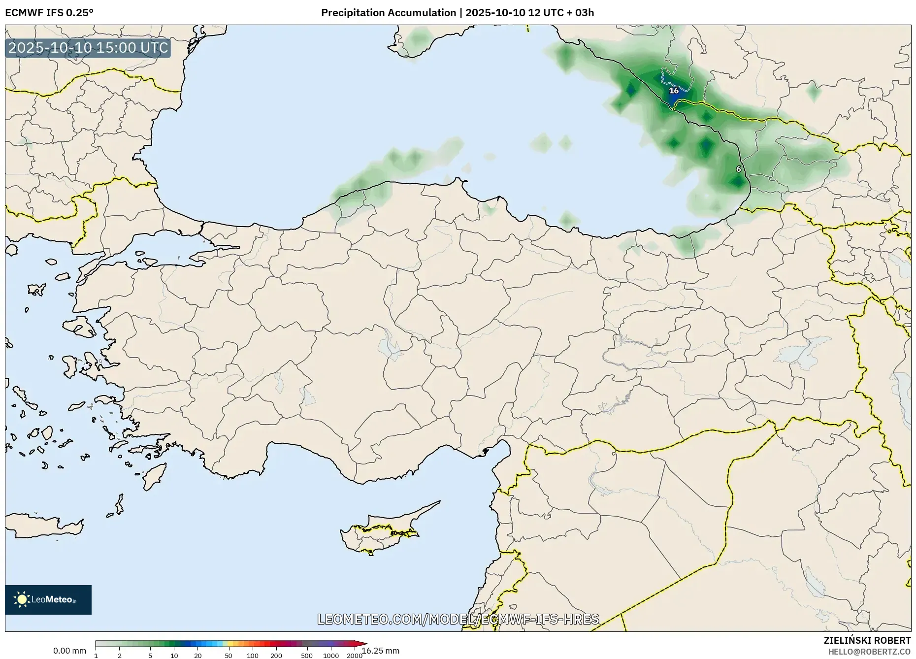 ECMWF IFS 0.25° model - Turkey, Precipitation Accumulation ECMWF IFS 0.25° model - Turkey, Precipitation Accumulation