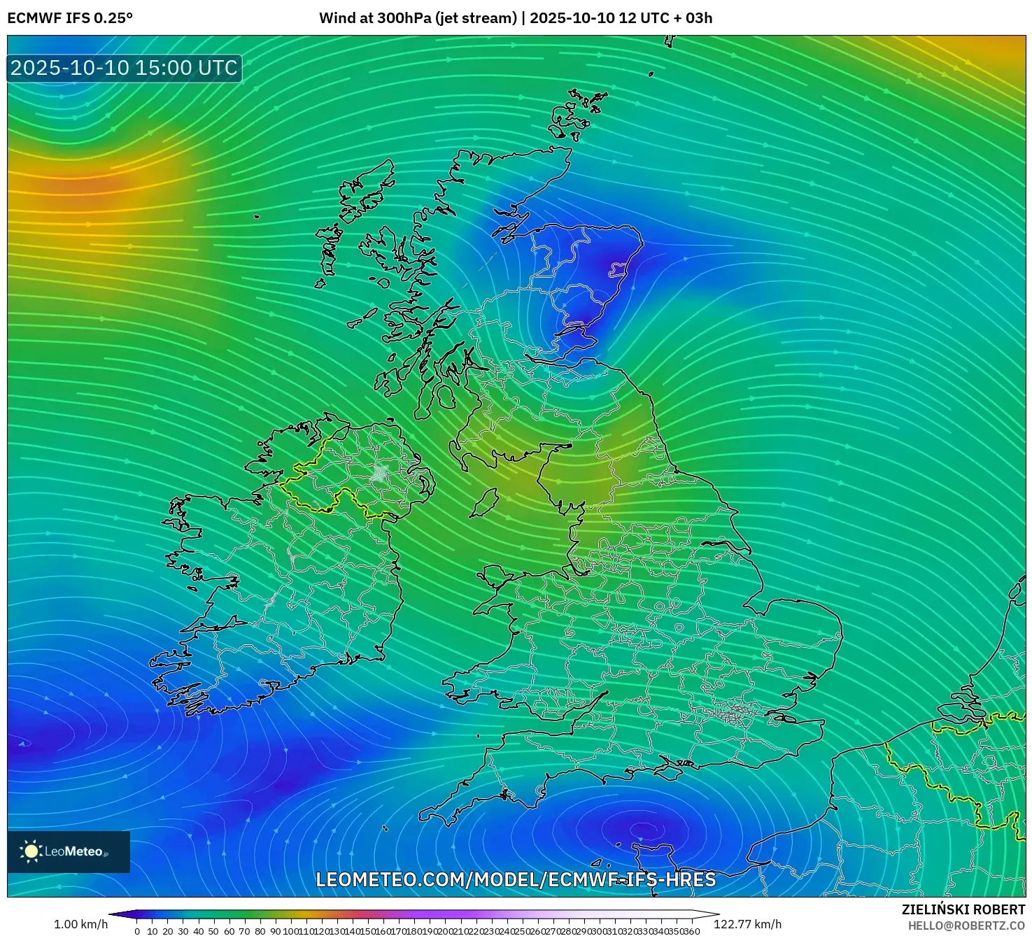 ECMWF IFS 0.25° model - United Kingdom, Wind at 300hPa (jet stream) ECMWF IFS 0.25° model - United Kingdom, Wind at 300hPa (jet stream)